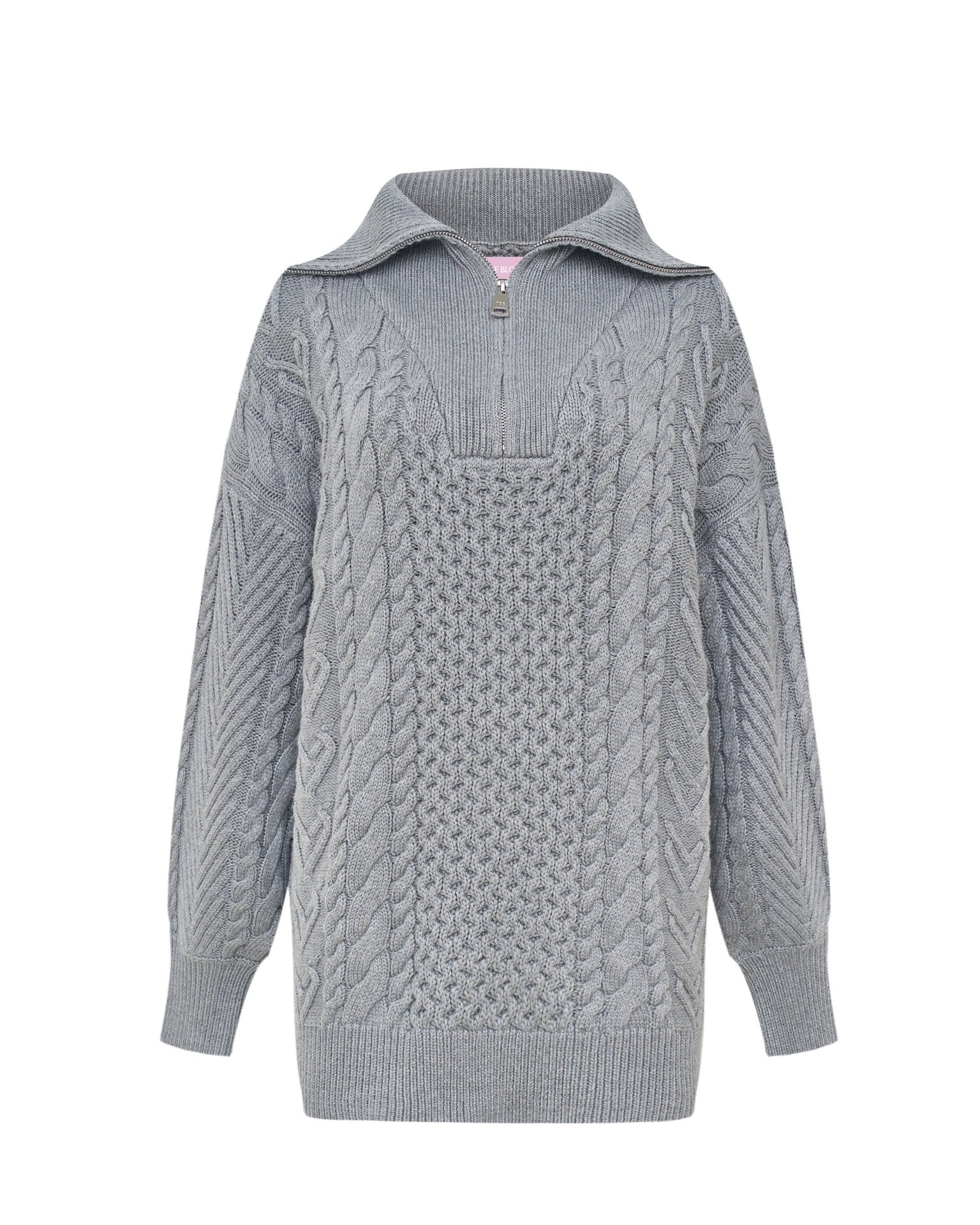Grey zip-collar sweater
