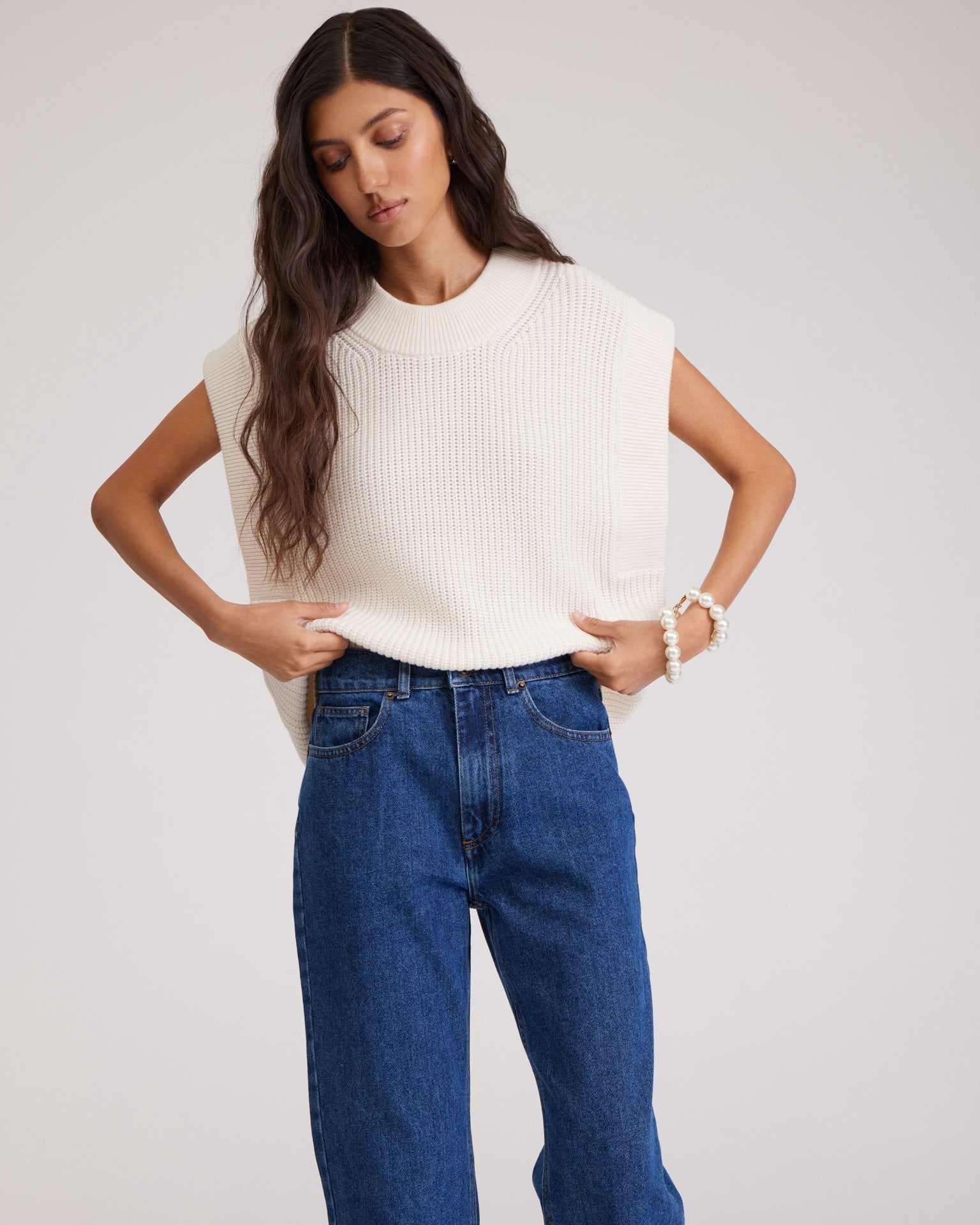 Straight blue jeans