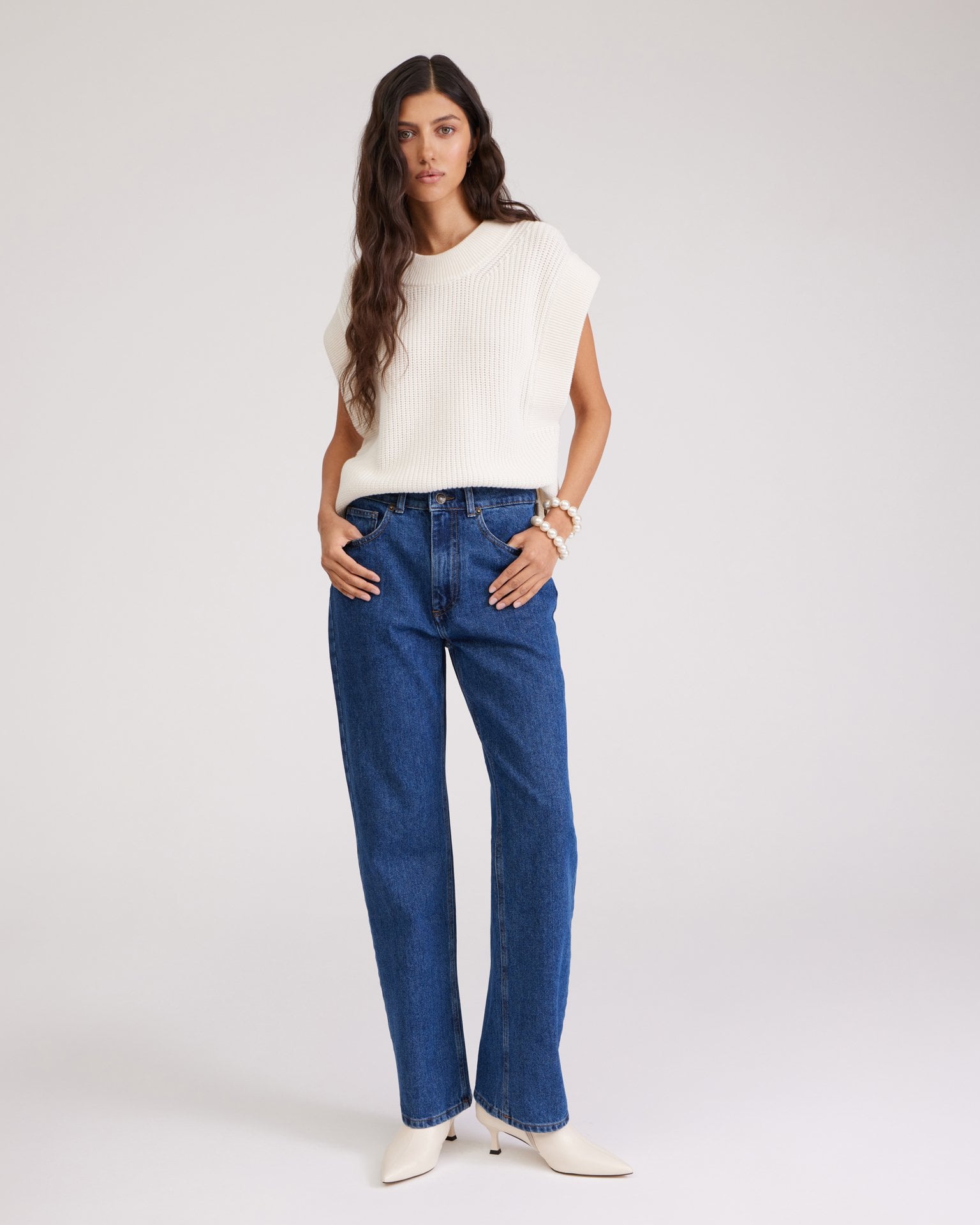 Straight blue jeans
