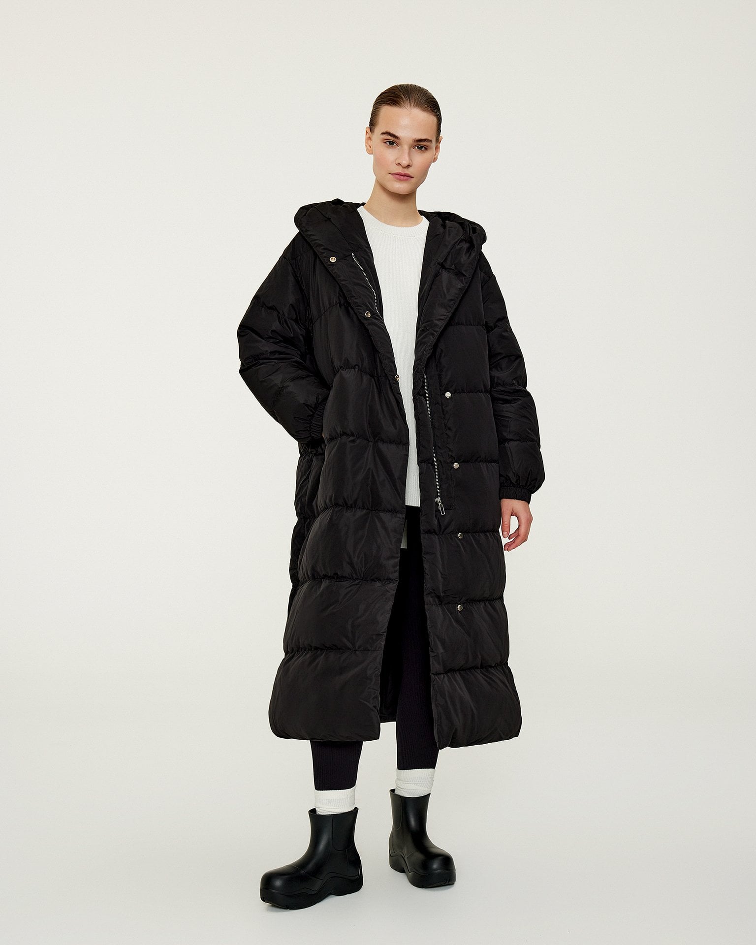 Black Down Jacket with Rivets