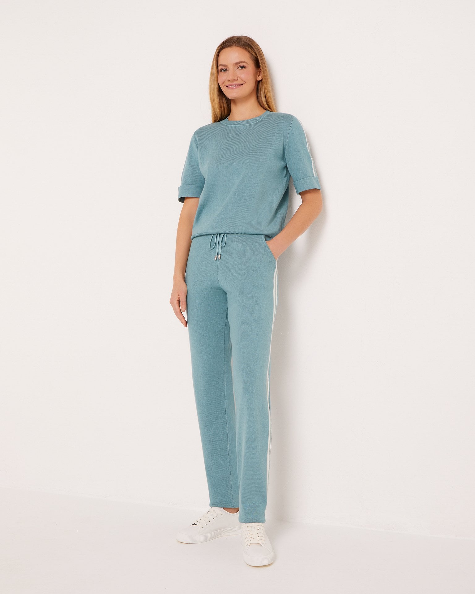 Trouser set with side stripes