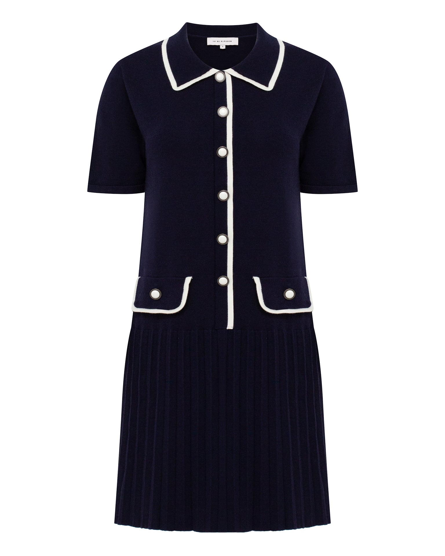 Dress with pleated hem