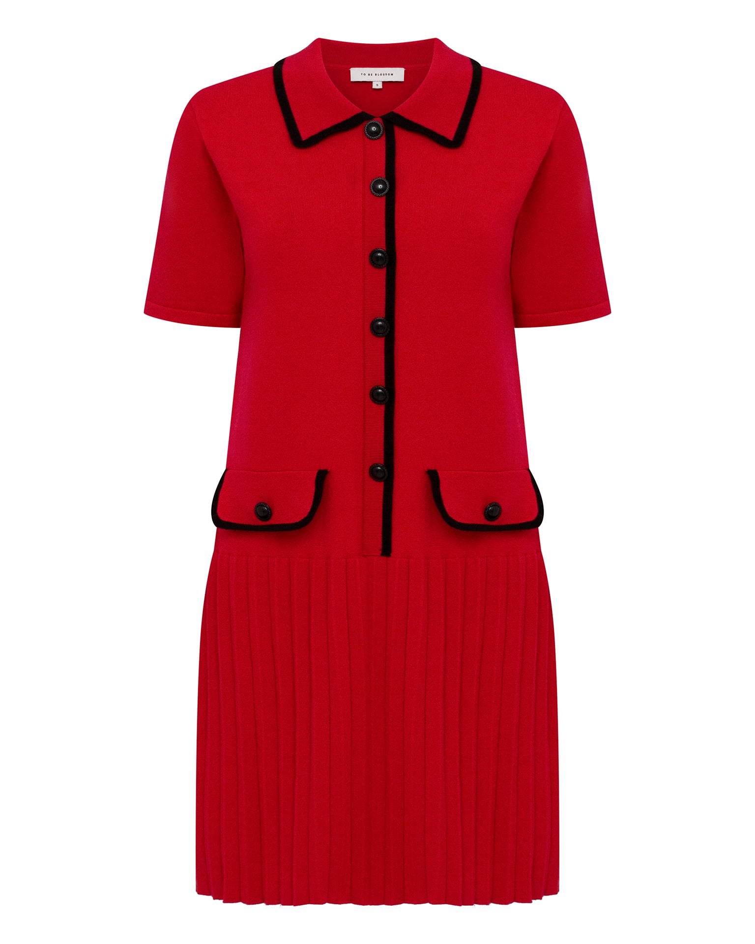 Dress with pleated hem