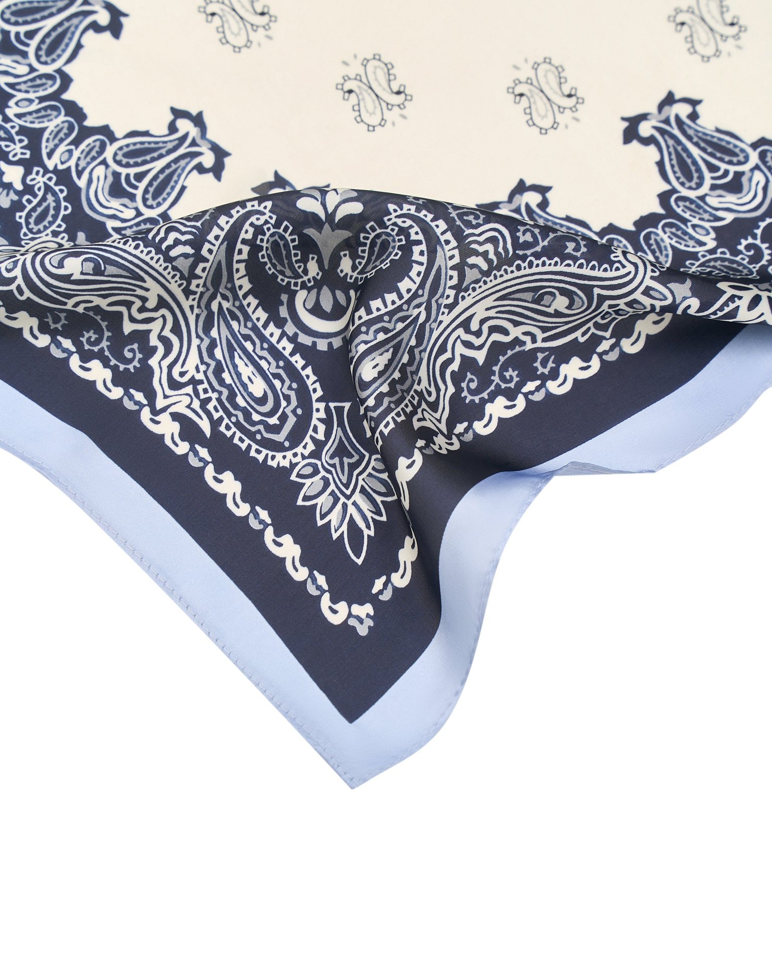 Satin printed scarf, Blue — photo 7
