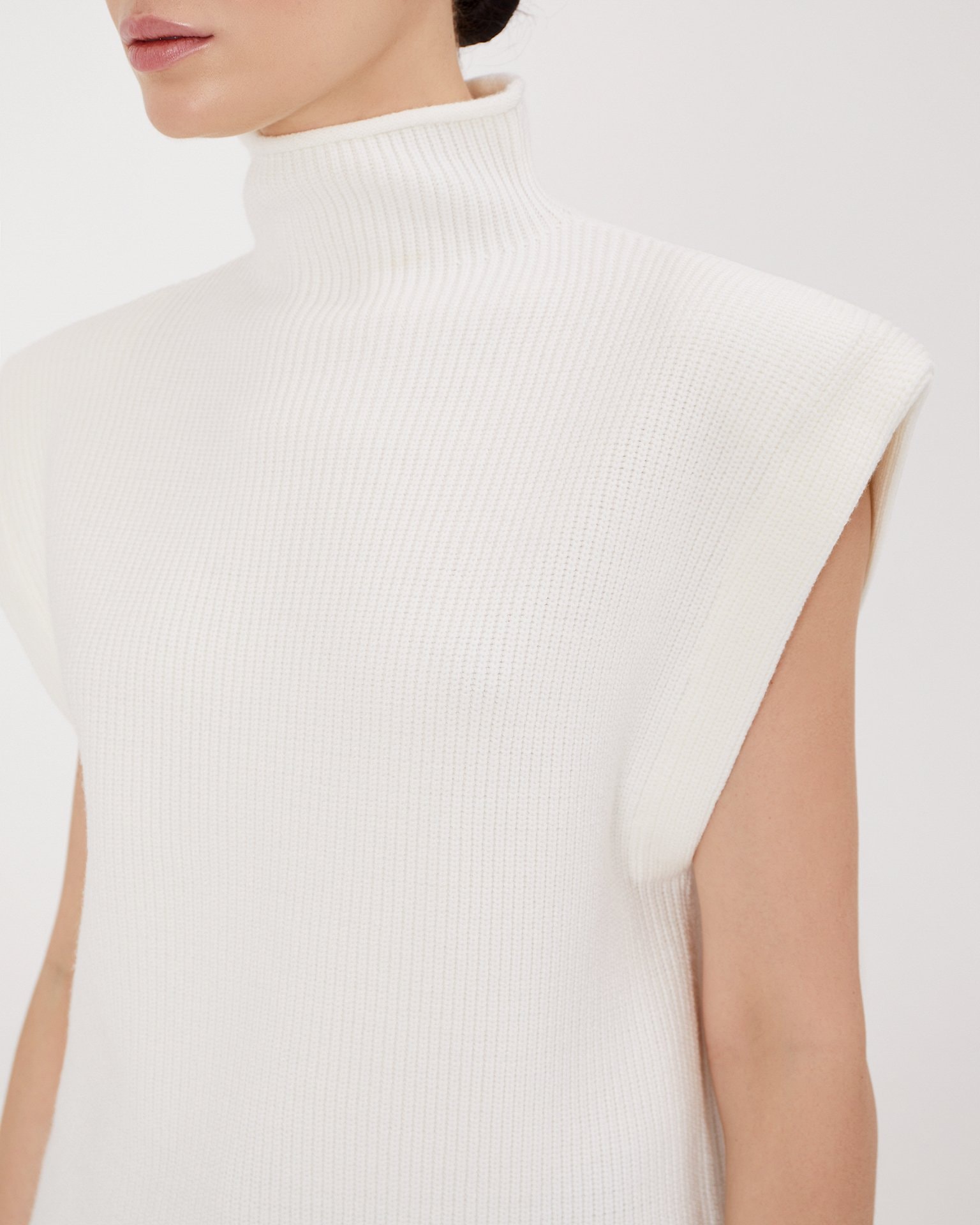 Viscose sleeveless vest, Milk — photo 6