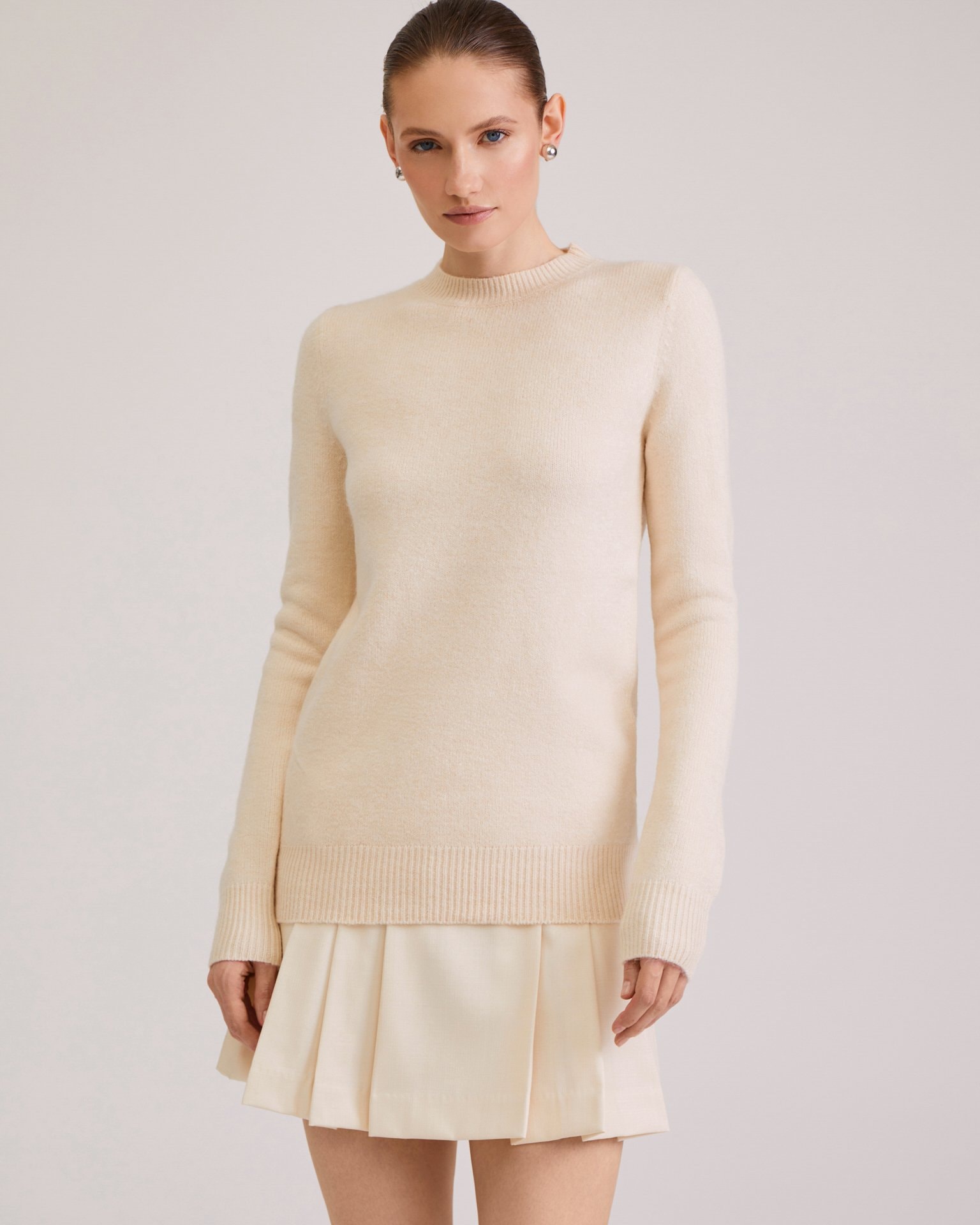 Straight-cut jumper, Beige — photo 2