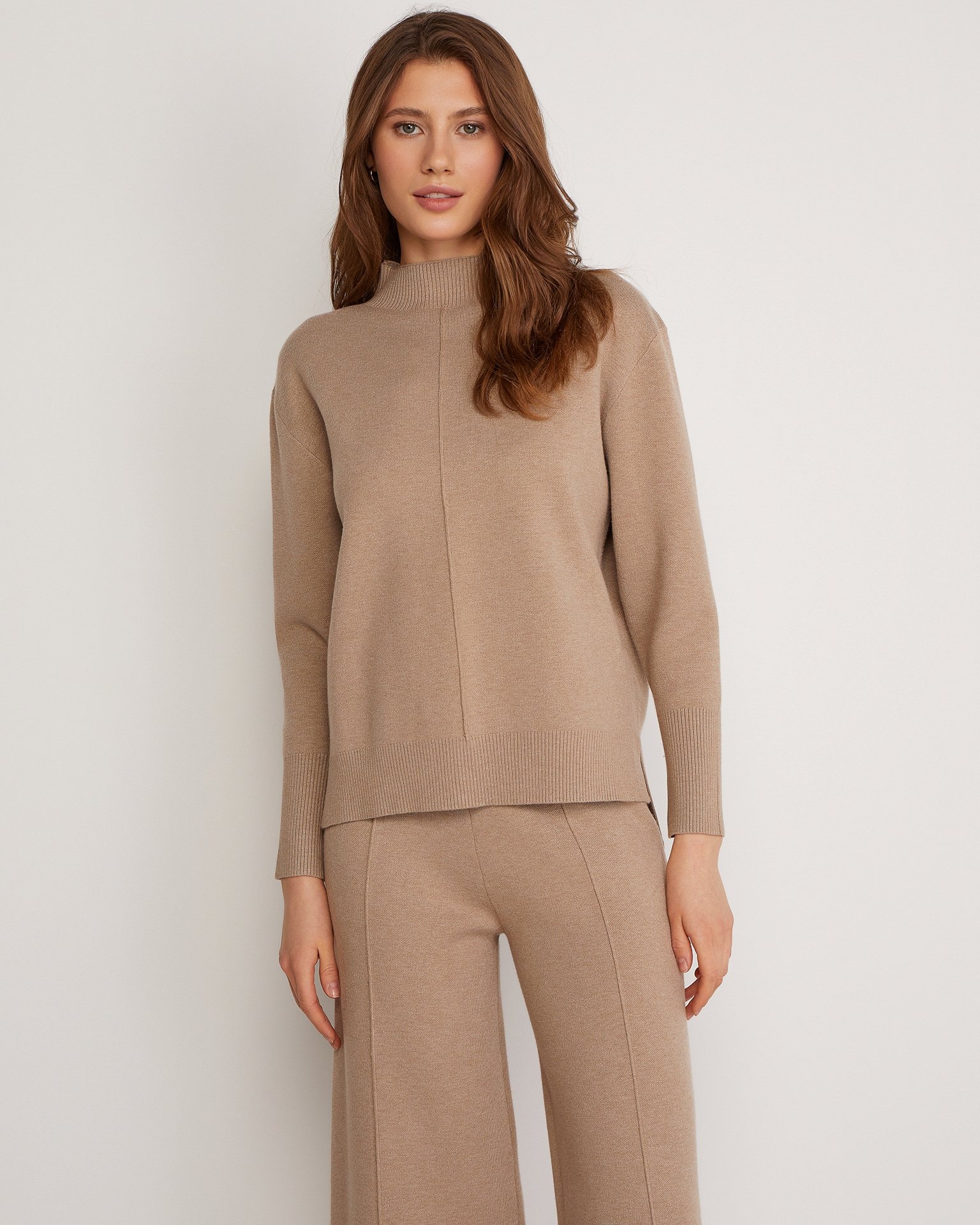 Knit Suit with Culottes, Beige — photo 5