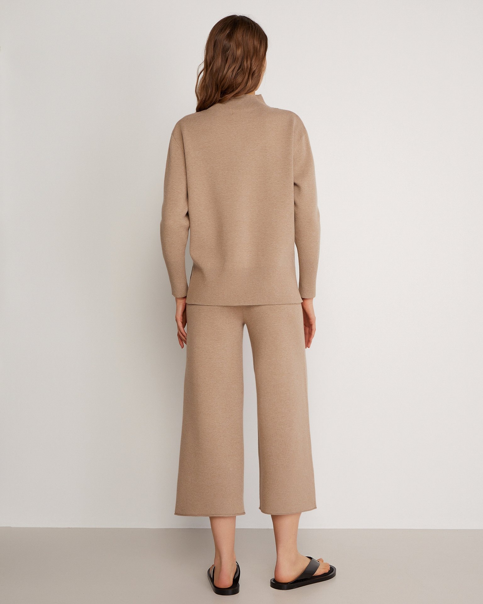 Knit Suit with Culottes, Beige — photo 4