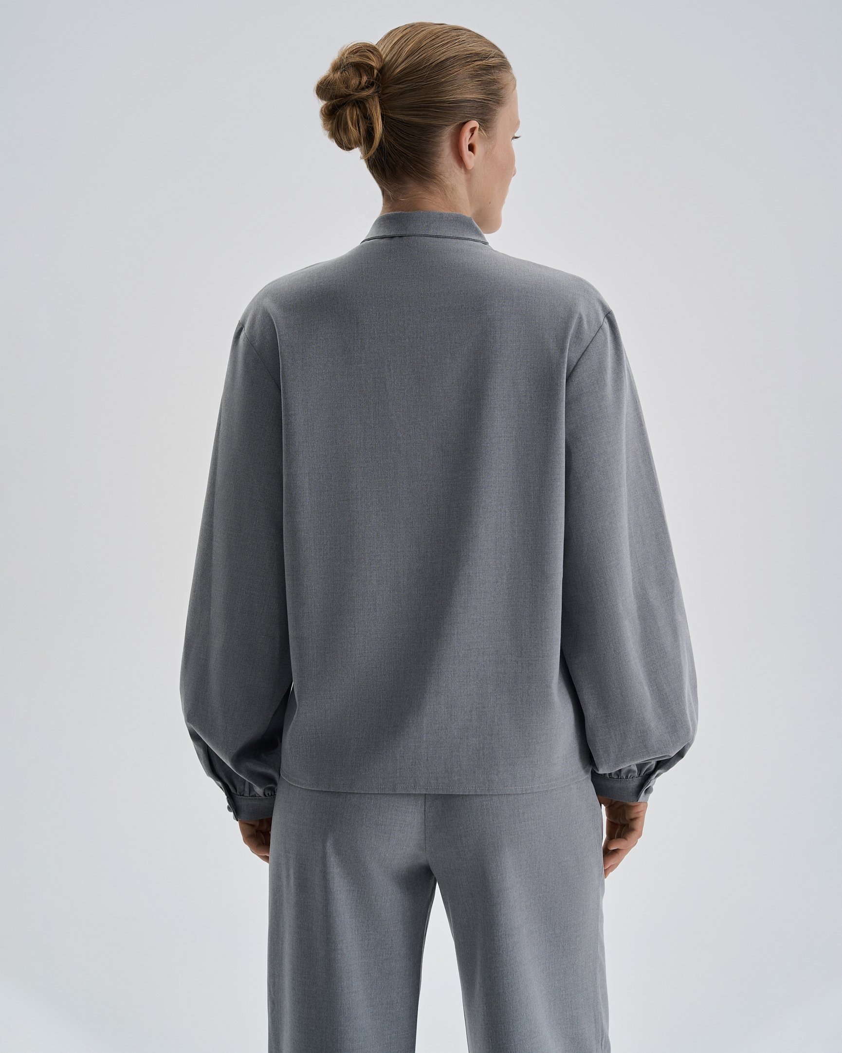 Blouse with a tie-neck detail, Grey — photo 7