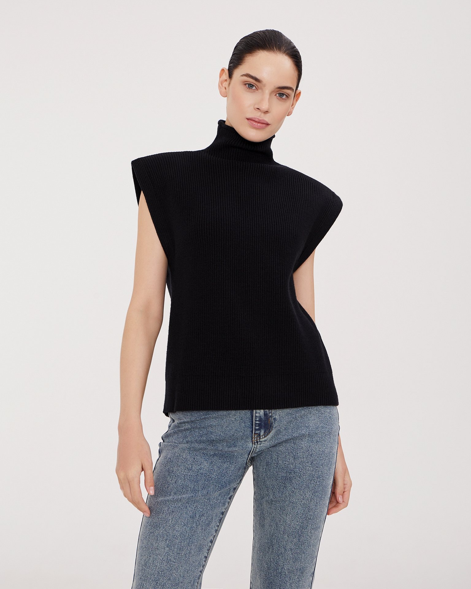 Cropped waistcoat, Black — photo 3