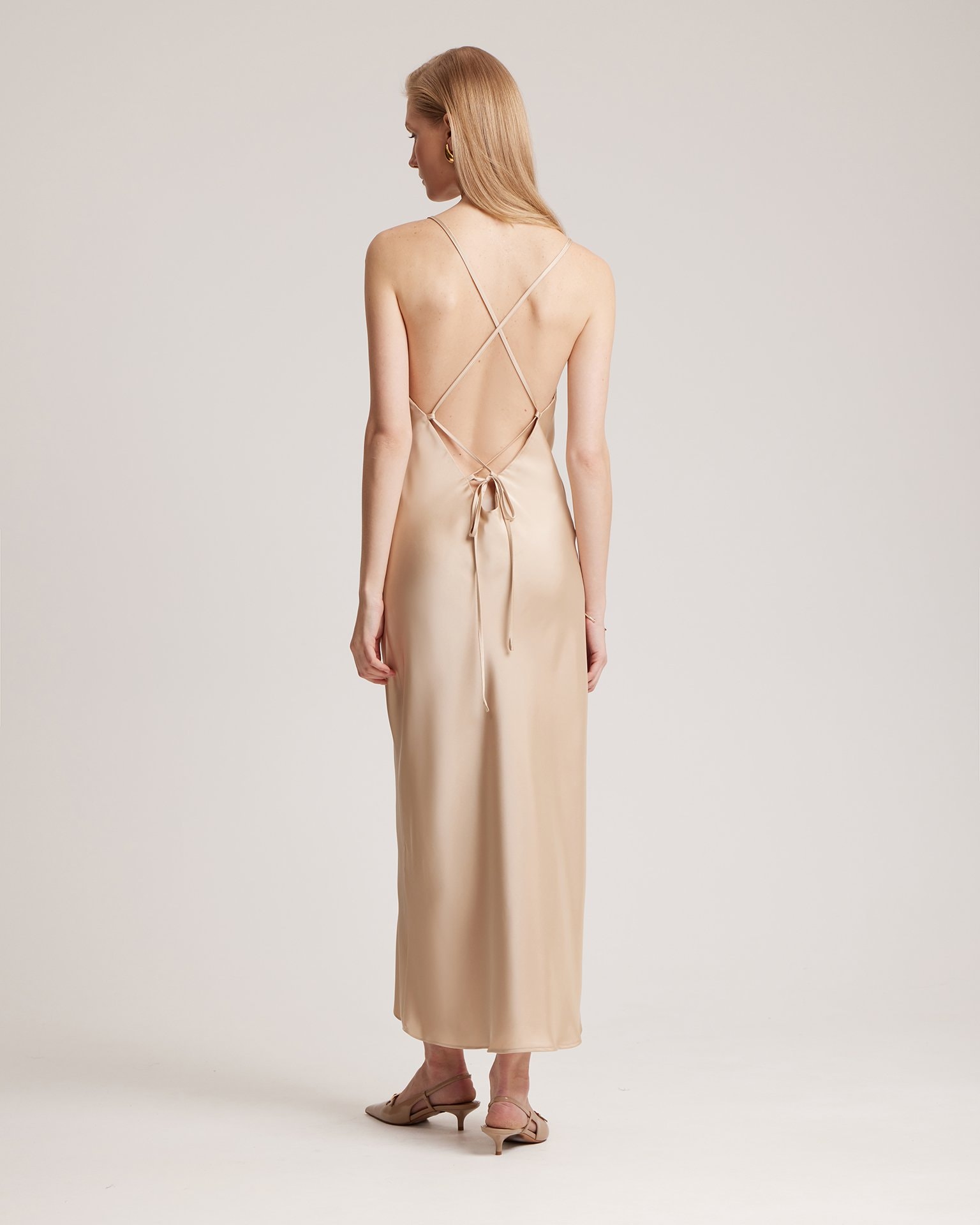 Spaghetti Strap Dress, Beige