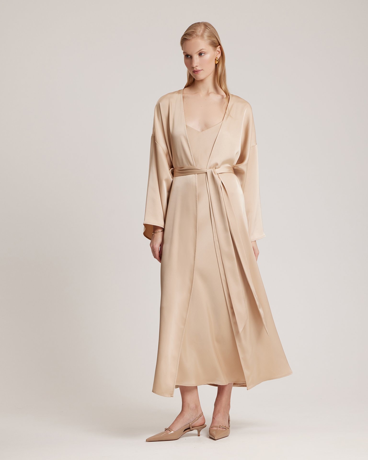 Spaghetti Strap Dress, Beige — photo 5