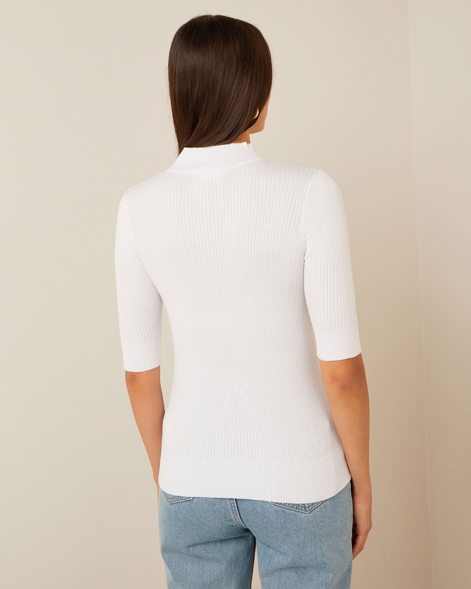 Basic stretch jumper, White — photo 3