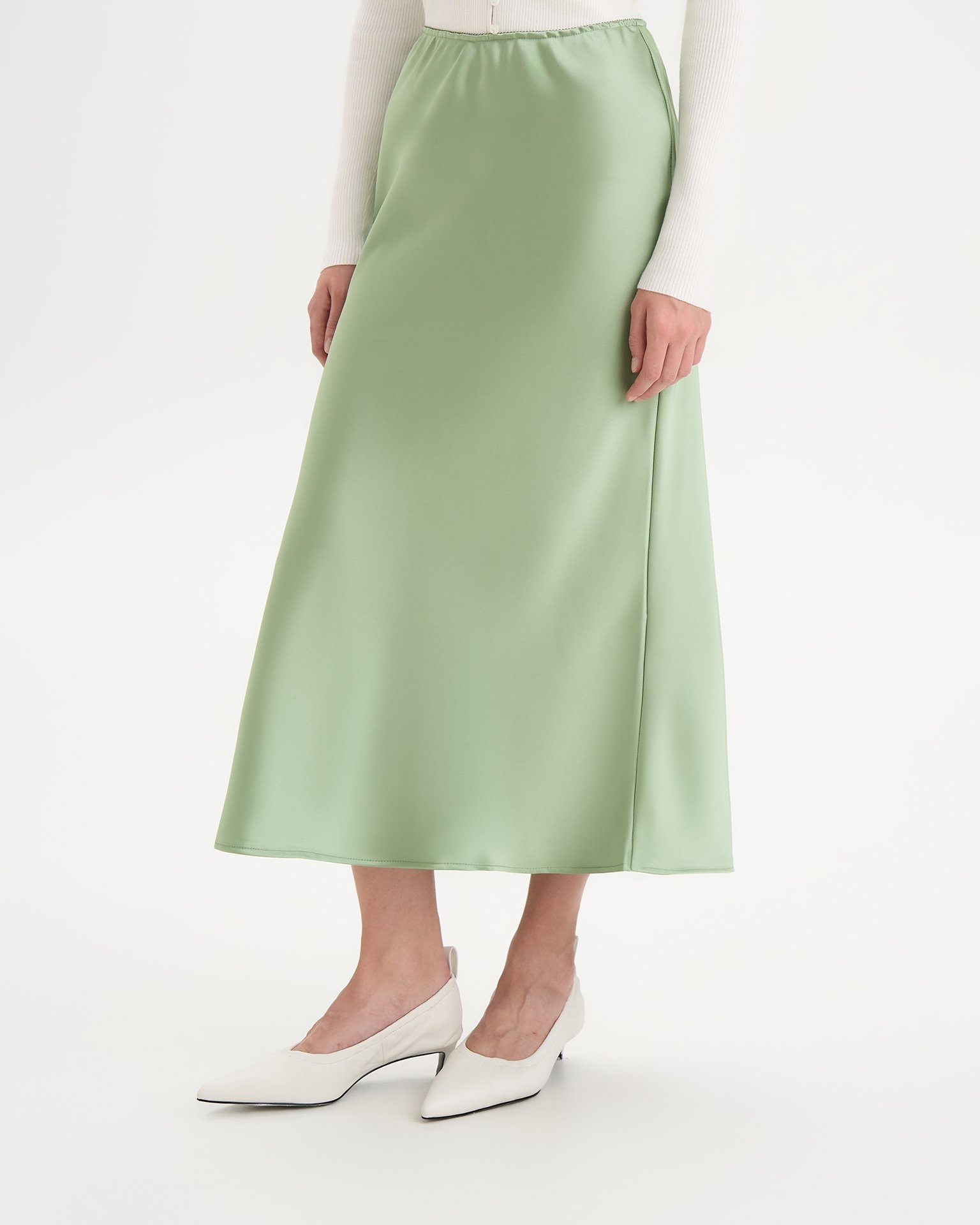 A-line midi skirt, Green — photo 4