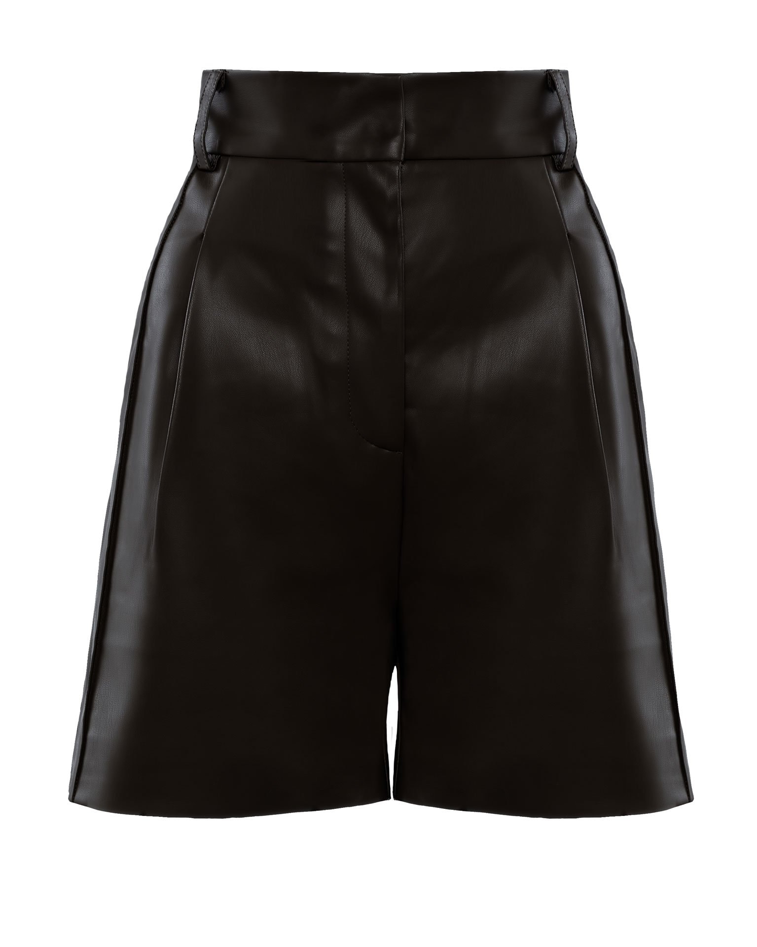 Shorts in soft eco-leather, Black — photo 6