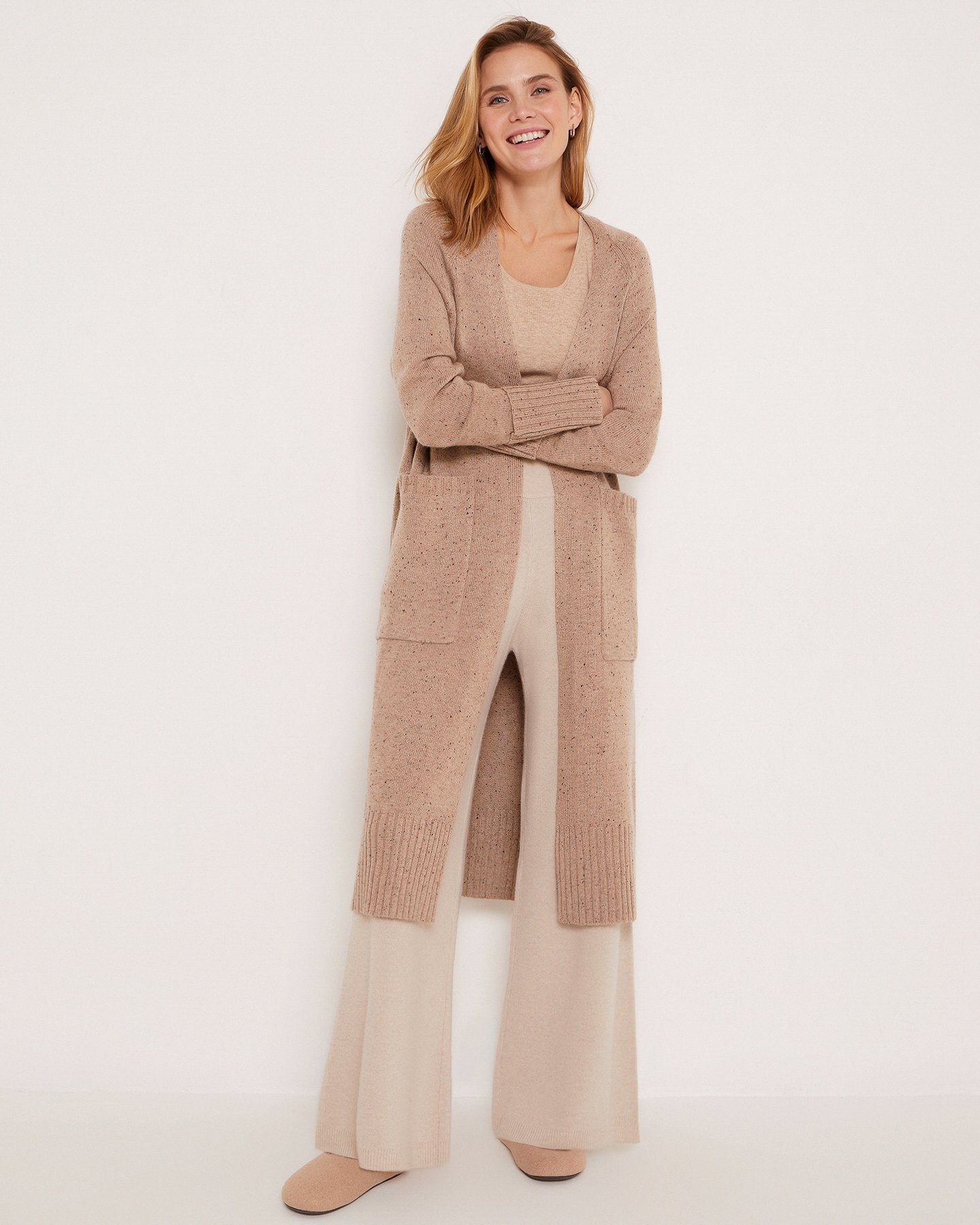 Buttonless Cardigan, Beige — photo 3