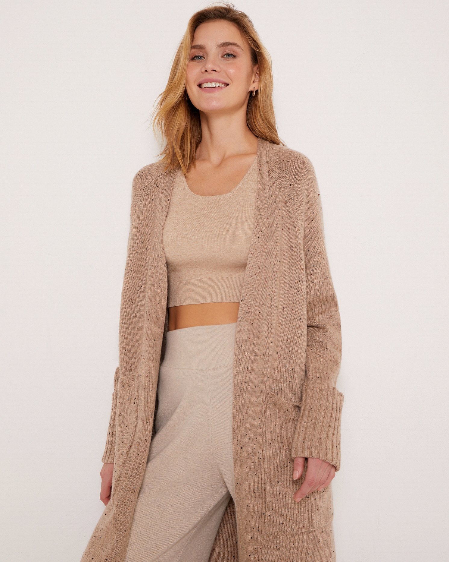 Buttonless Cardigan, Beige — photo 5