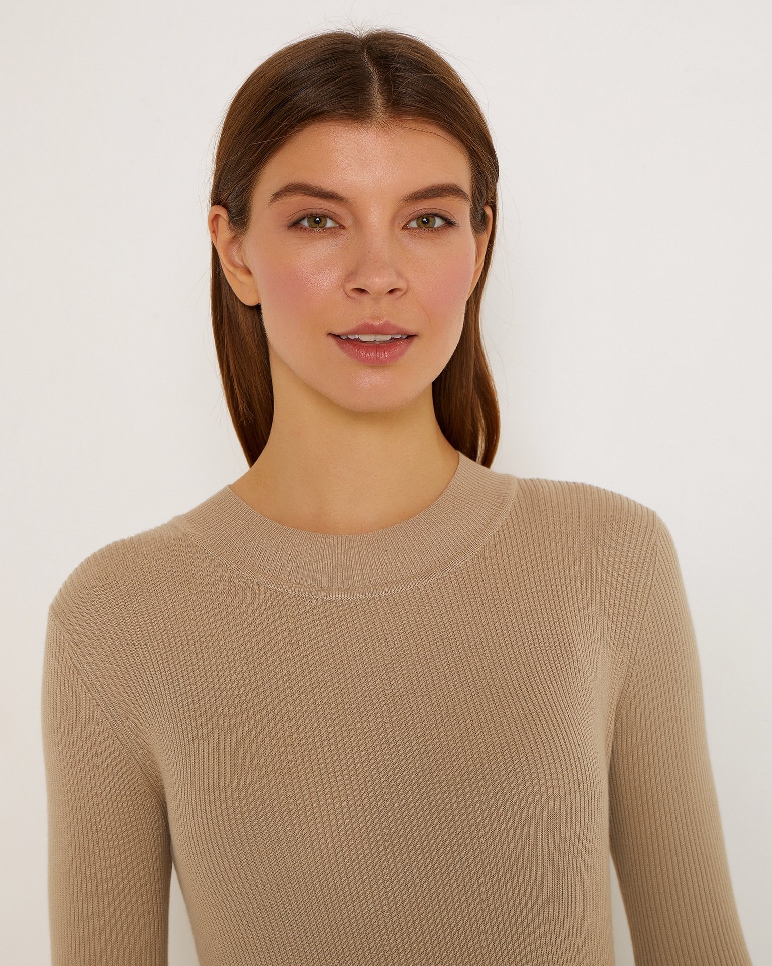 Nude ribbed jumper, Beige — photo 5