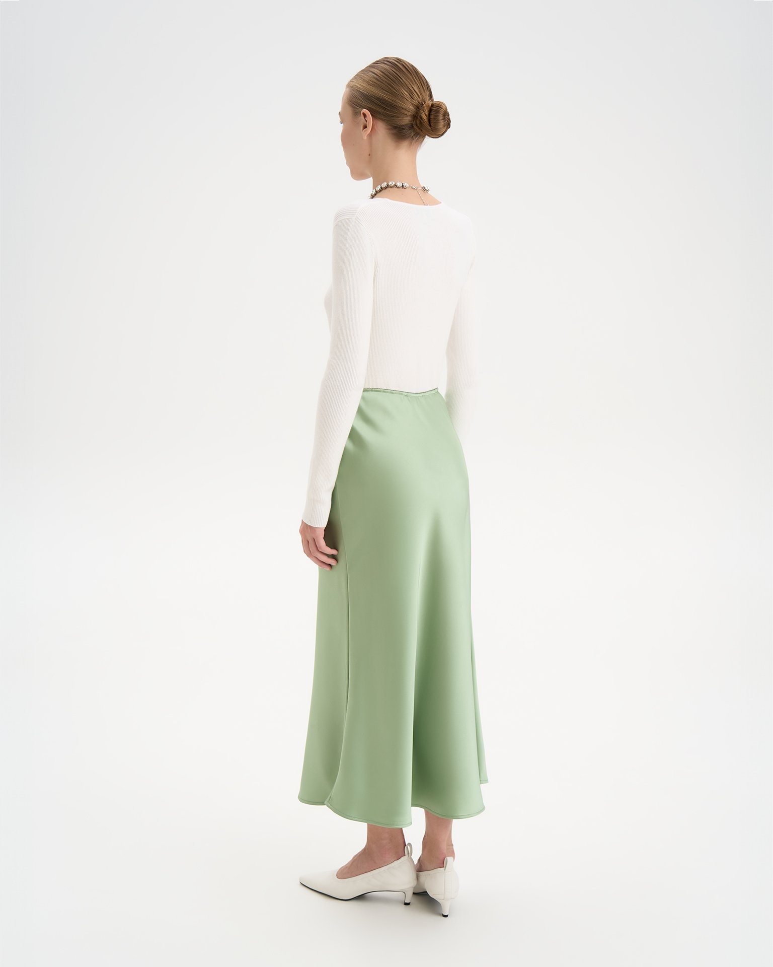 A-line midi skirt, Green — photo 3