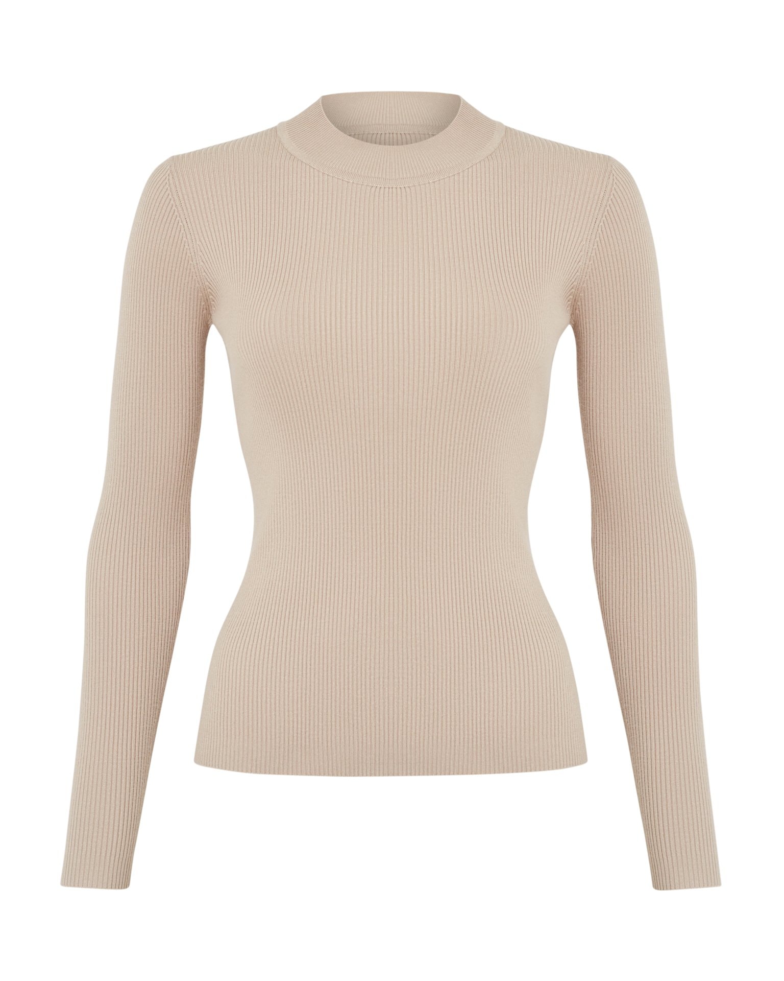 Nude ribbed jumper, Beige — photo 7