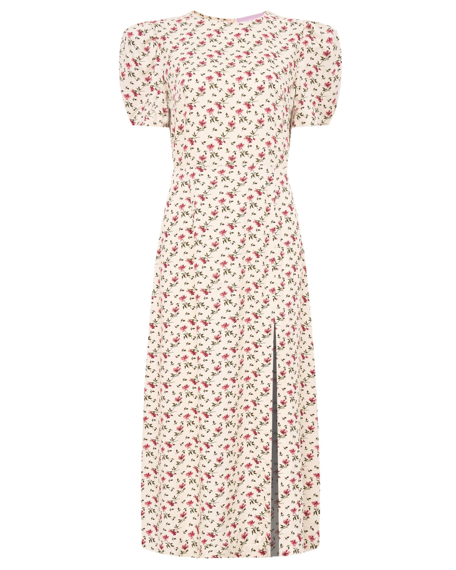 Dress with Floral Print, Cream — photo 8
