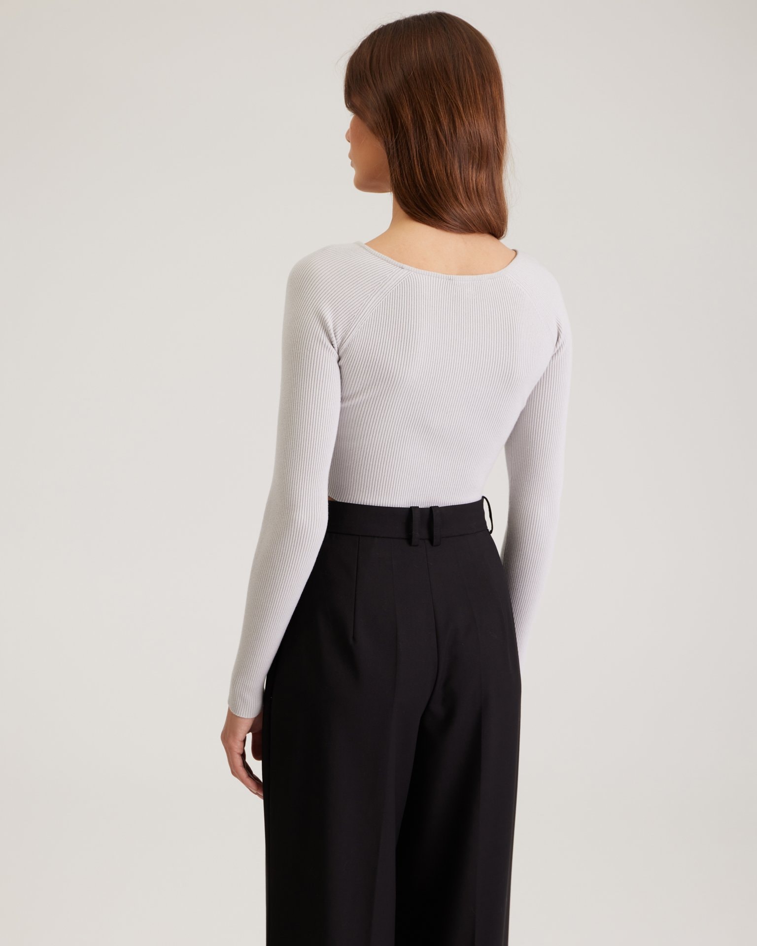 Long-sleeved crop top, Grey — photo 7