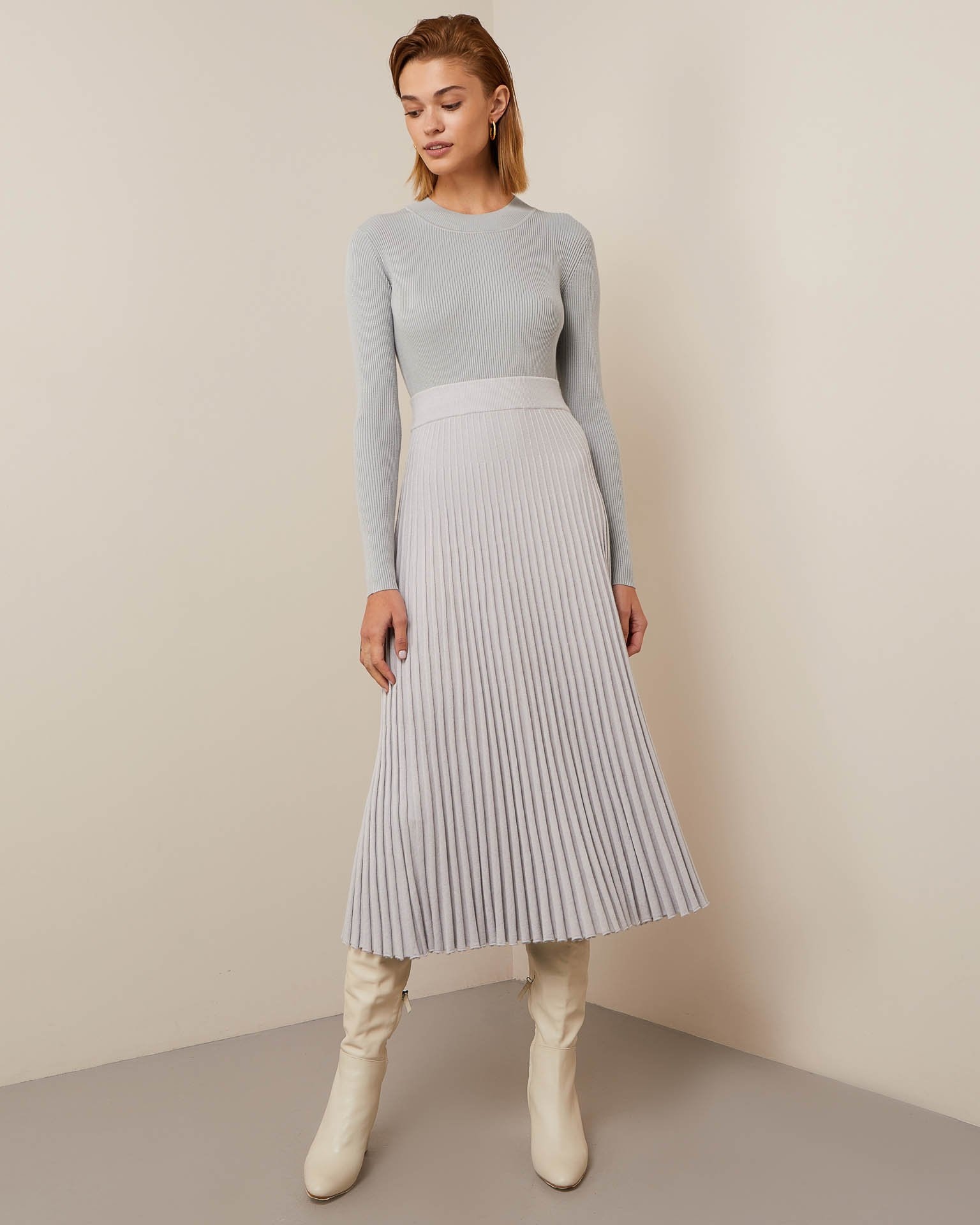 Grey ribbed jumper, Grey