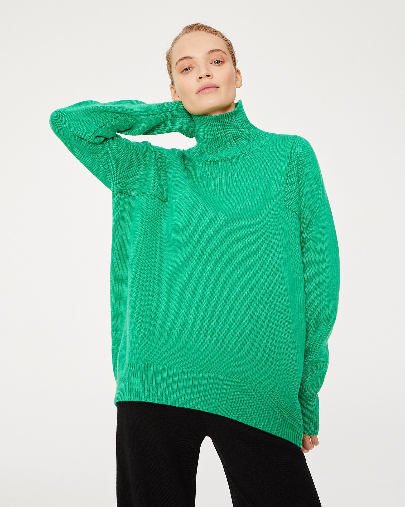 A turtleneck jumper in green, Green — photo 3