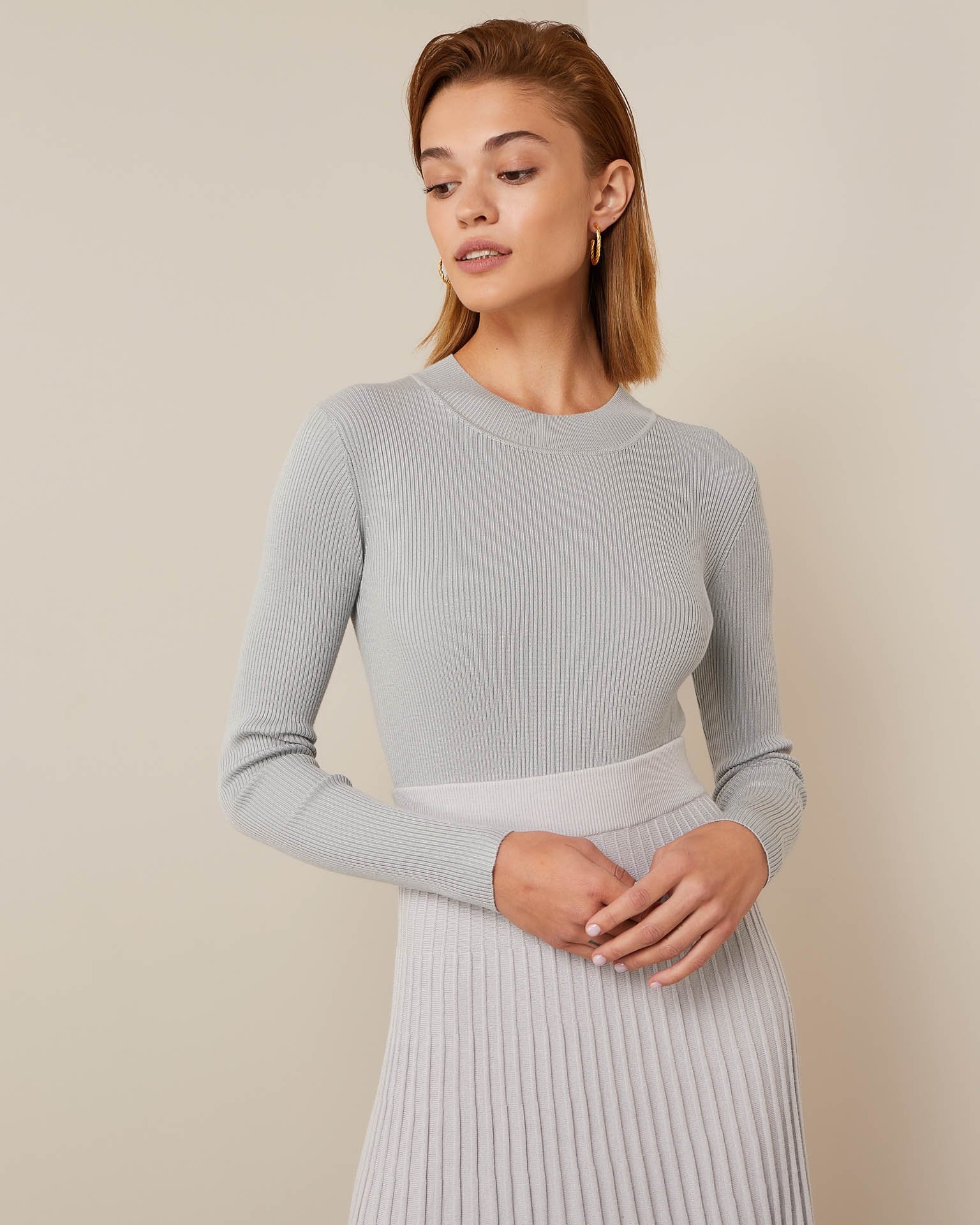 Grey ribbed jumper, Grey — photo 2
