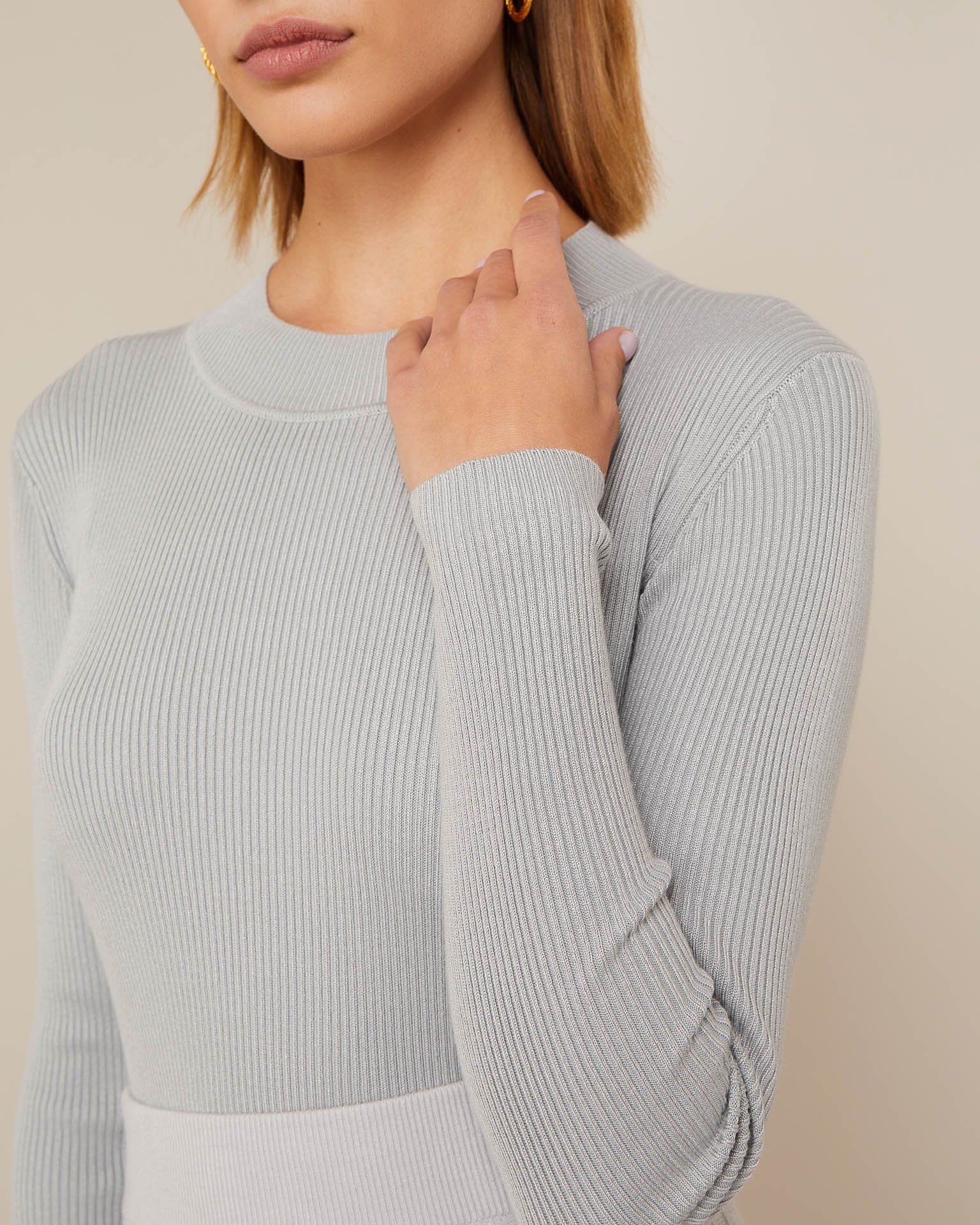 Grey ribbed jumper, Grey — photo 4