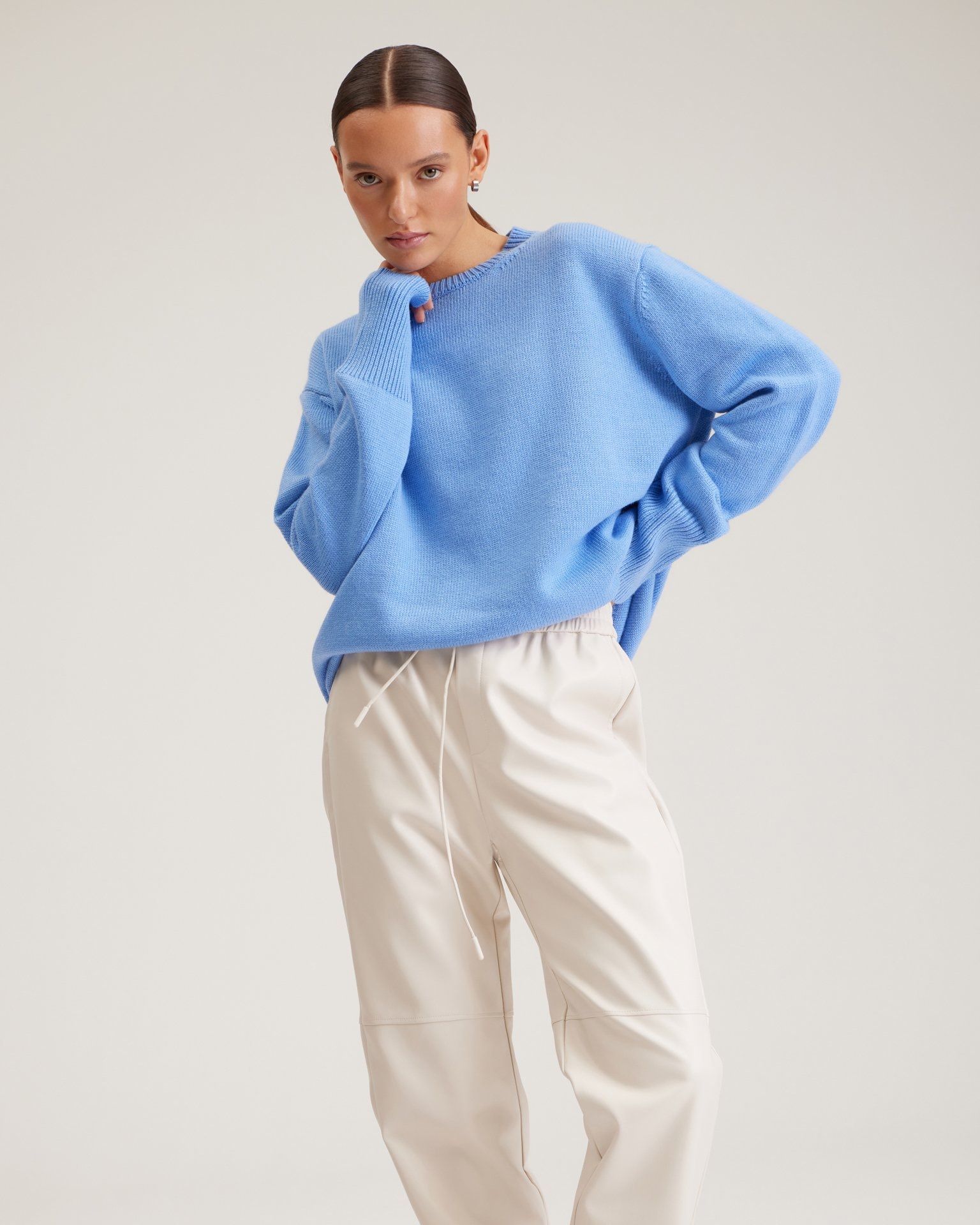 Milky faux leather trousers, Milky — photo 4
