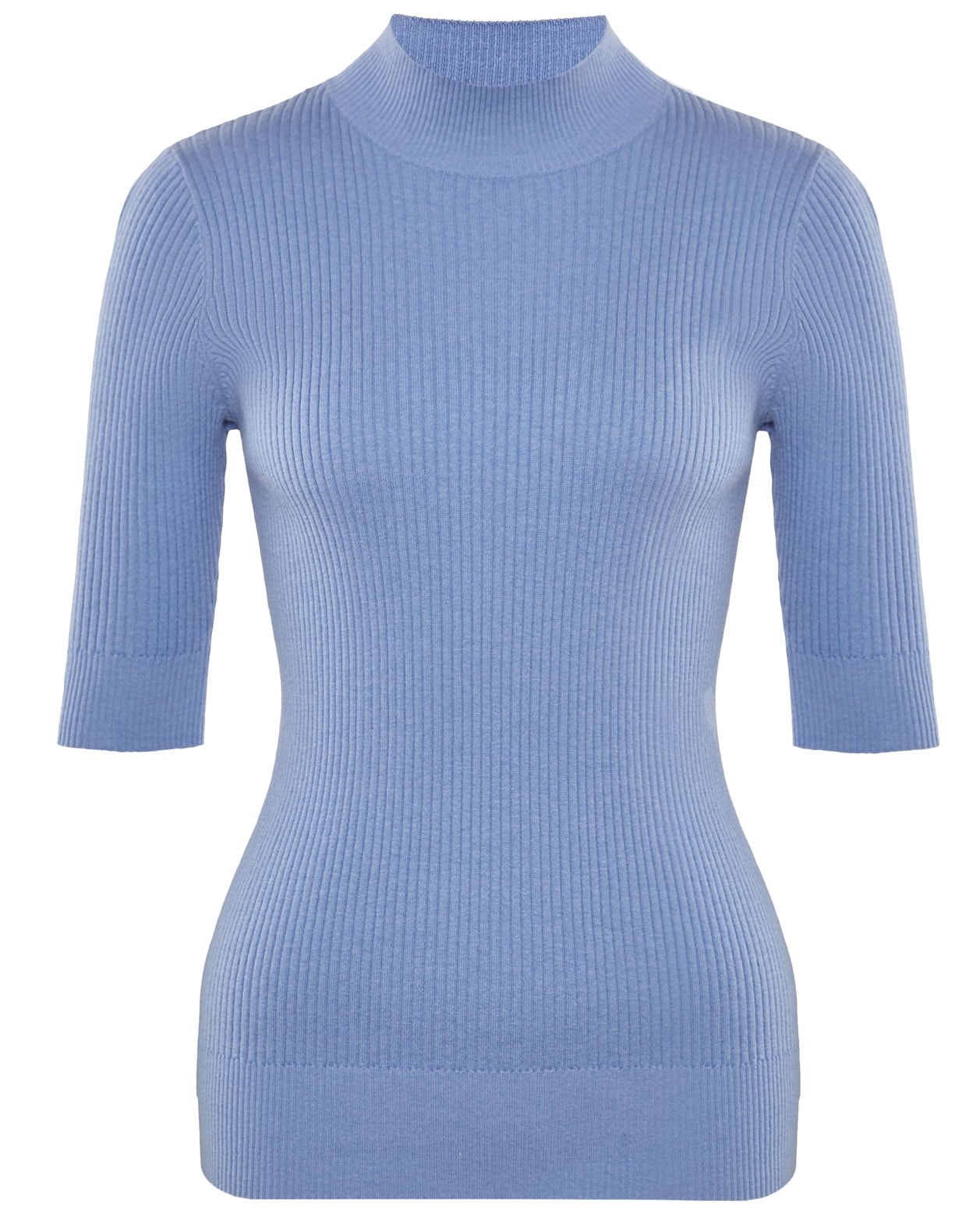 Turtleneck with 3/4 Sleeves, Blue — photo 6