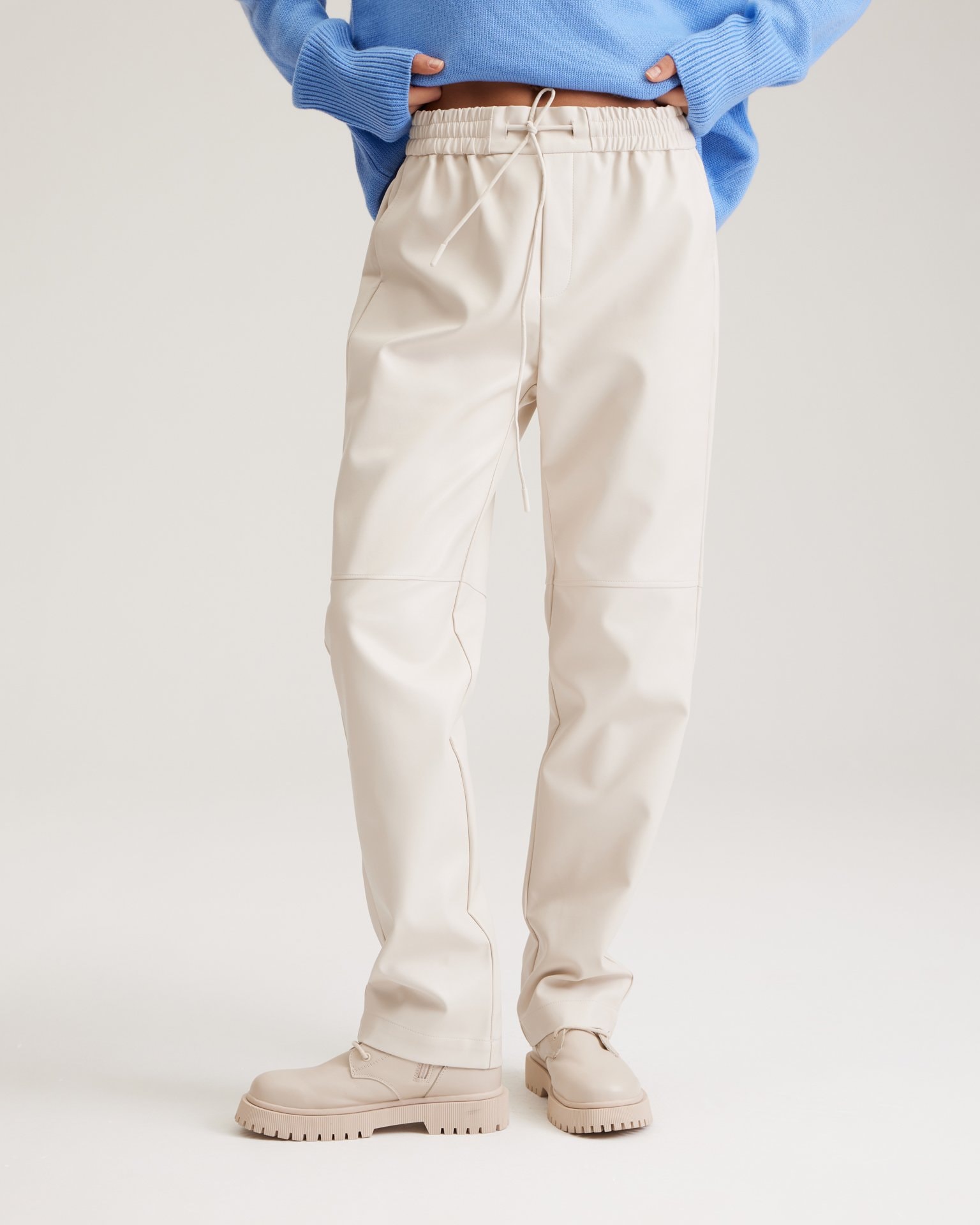Milky faux leather trousers, Milky — photo 5