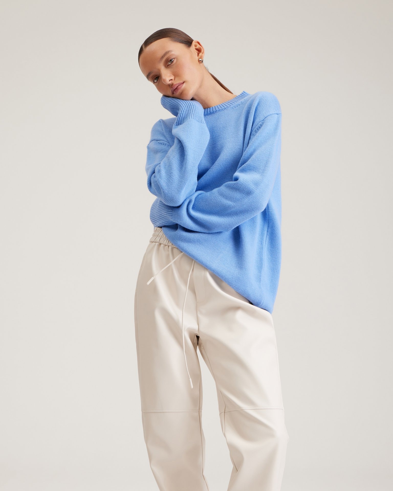 Milky faux leather trousers, Milky — photo 3