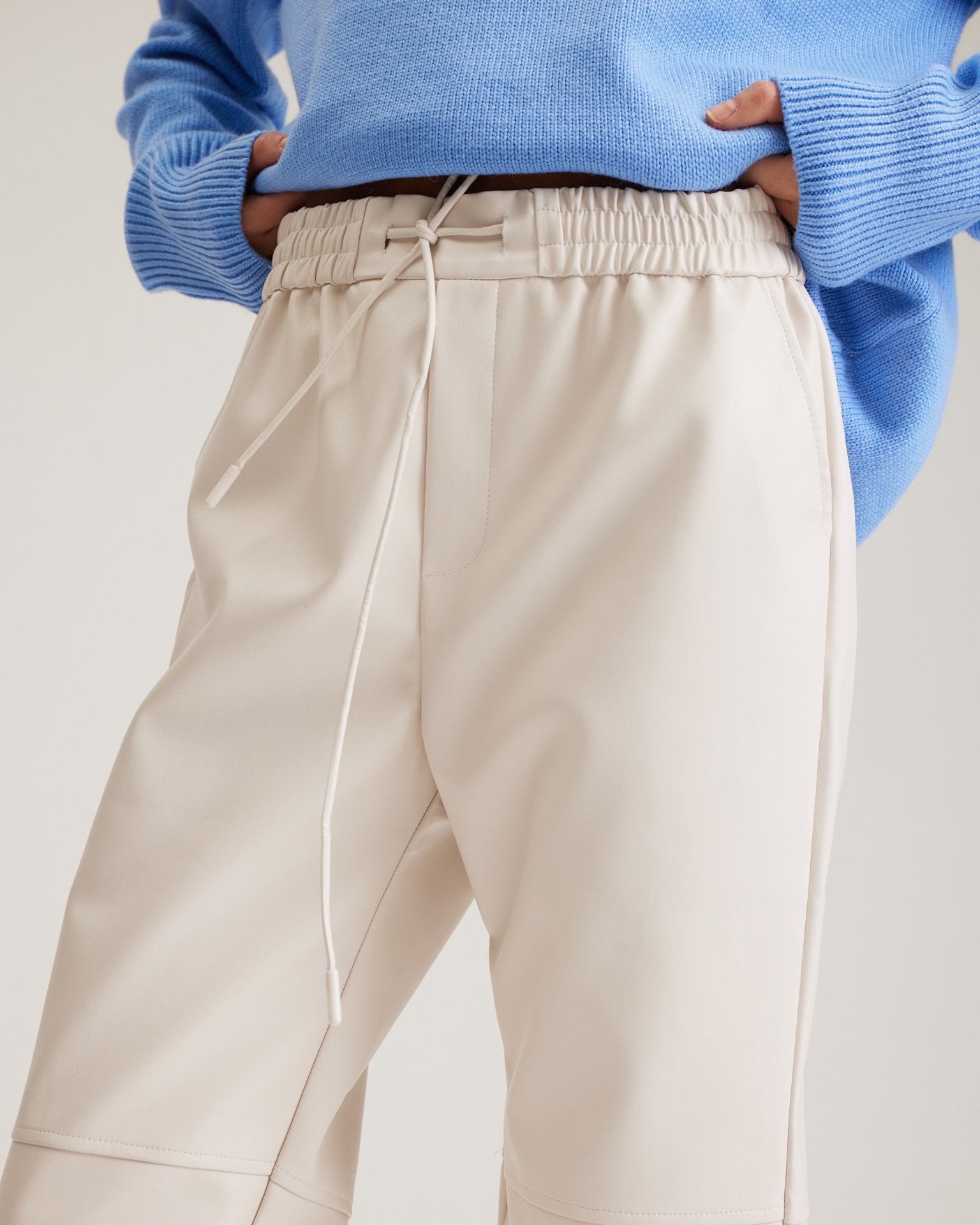 Milky faux leather trousers, Milky — photo 7