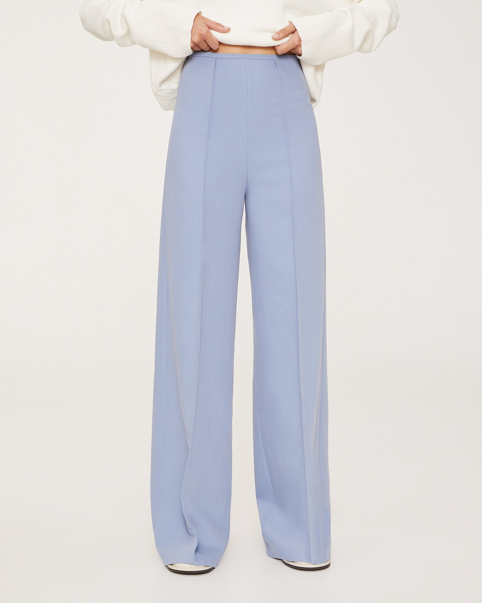 Viscose Palazzo Trousers, Blue — photo 2