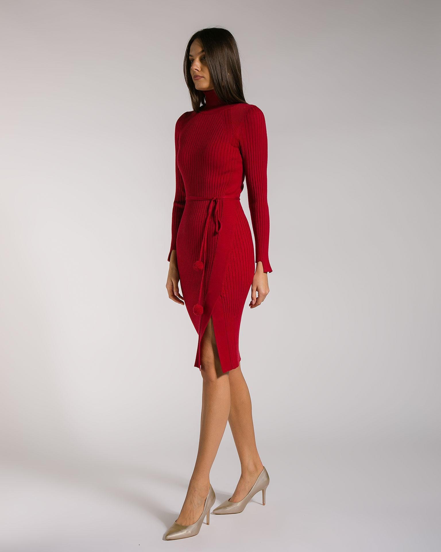 Dress with a skirt slit, Wine — photo 3