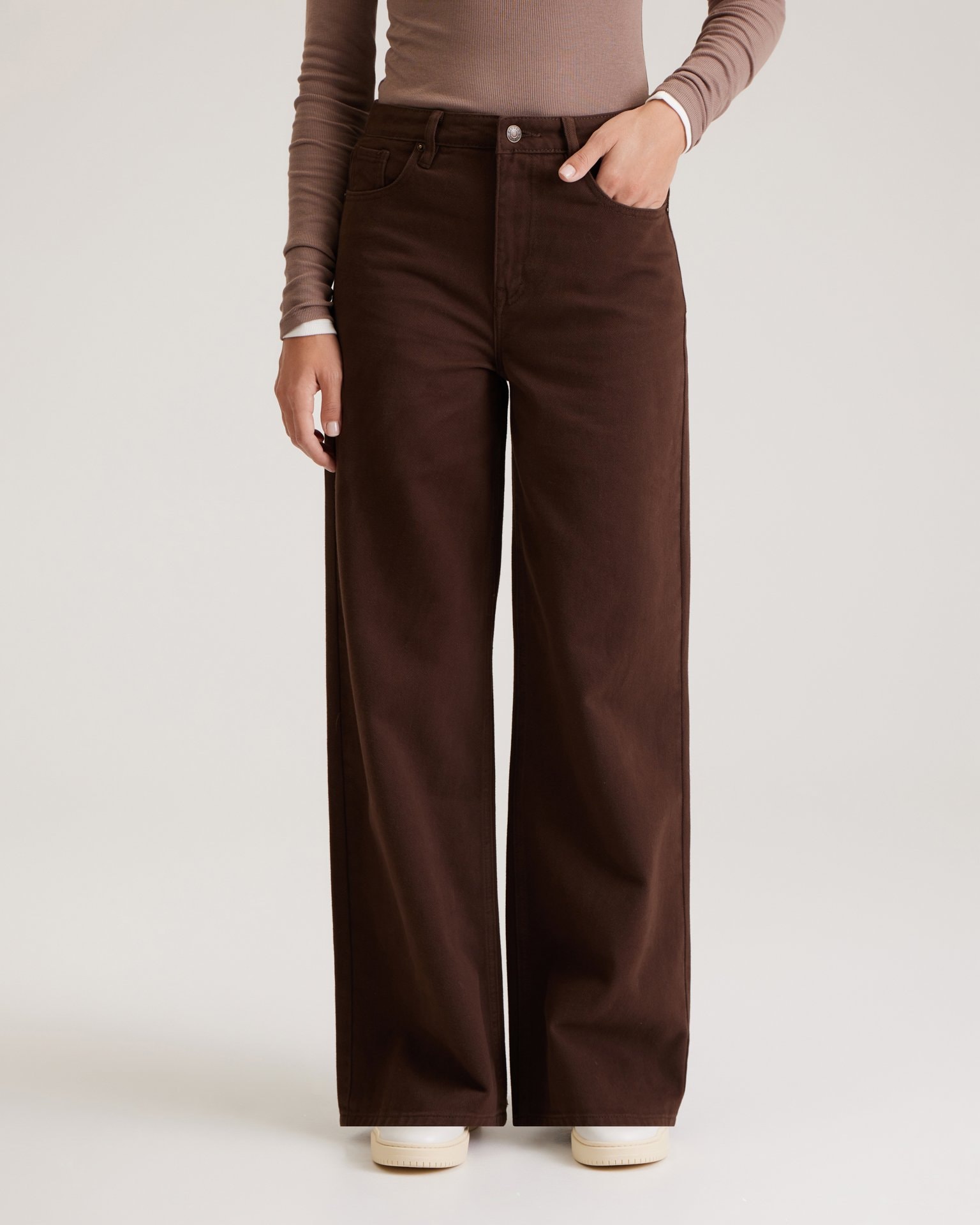 Wide-leg chocolate jeans, Brown — photo 7