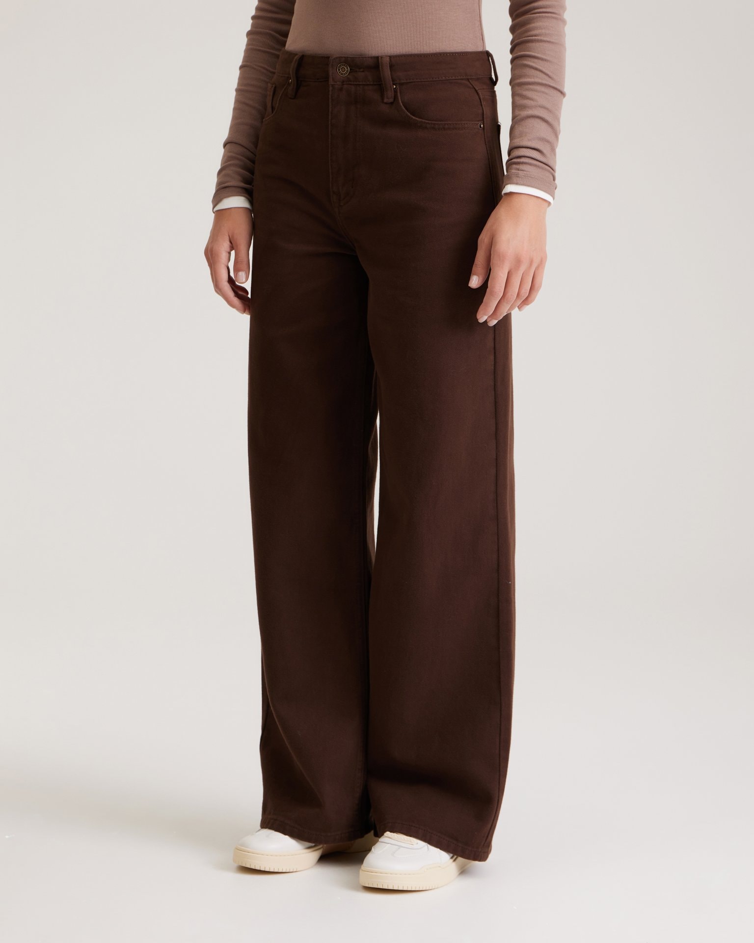 Wide-leg chocolate jeans, Brown — photo 8