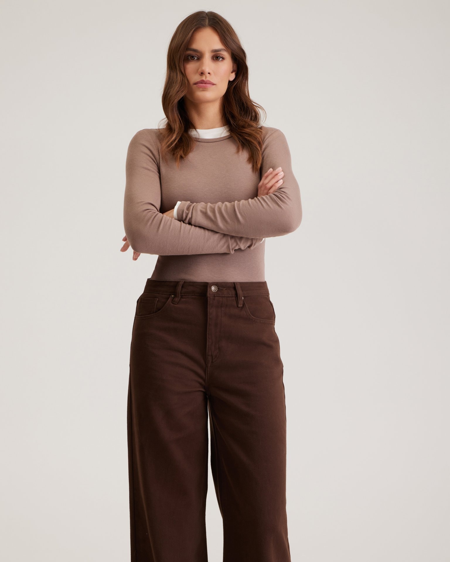 Wide-leg chocolate jeans, Brown — photo 5