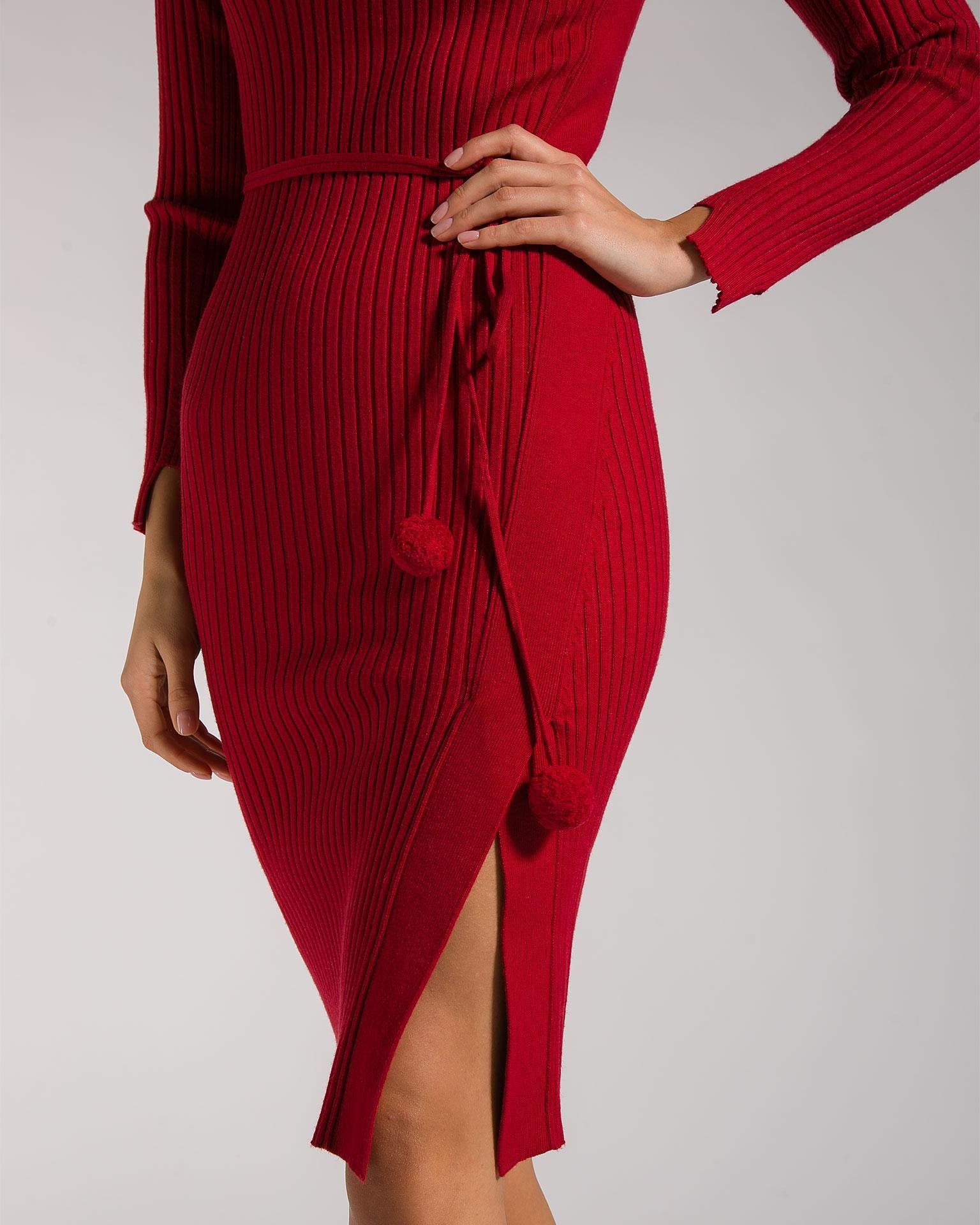 Dress with a skirt slit, Wine — photo 2
