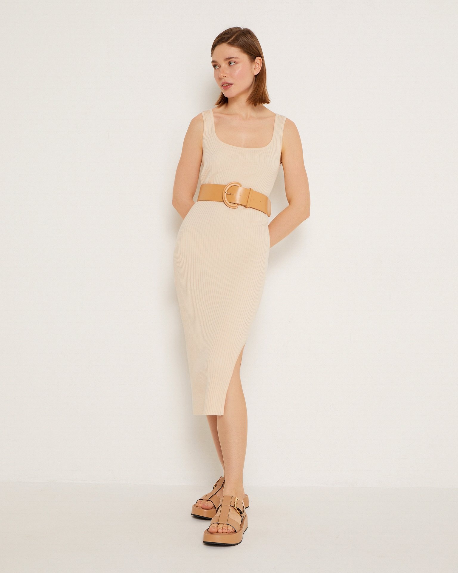 Belt with buckle, Beige — photo 2