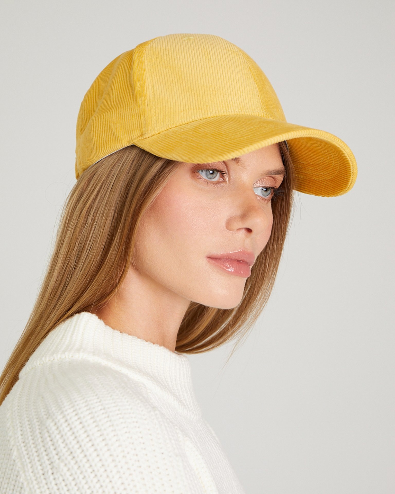 Yellow corduroy baseball cap, Orange — photo 2