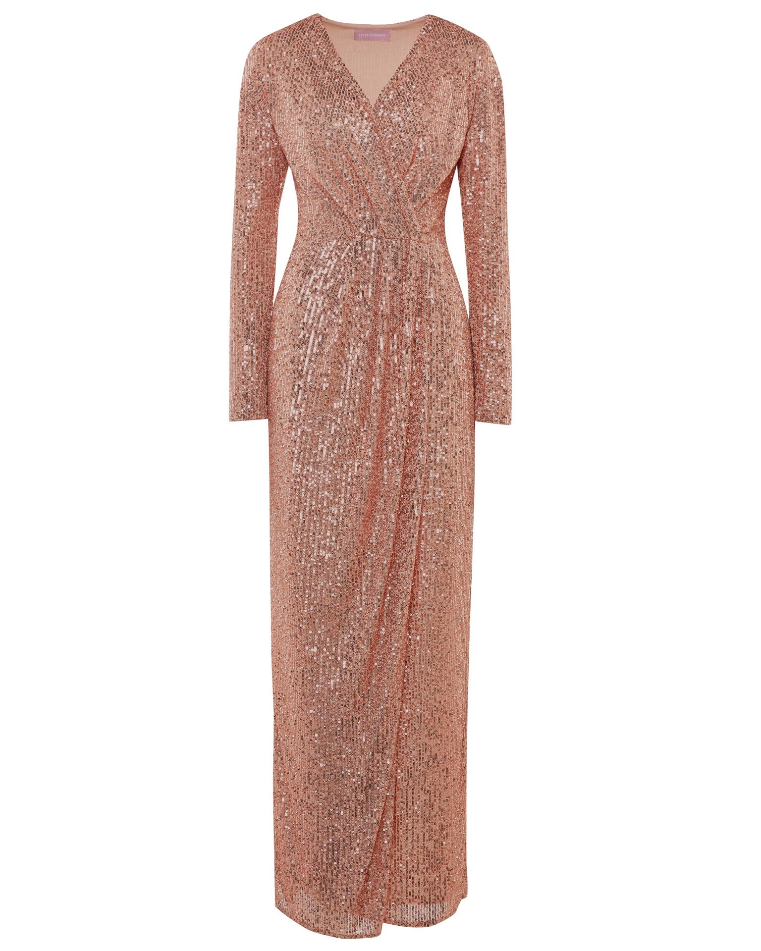 Long dress with sequins, Peach