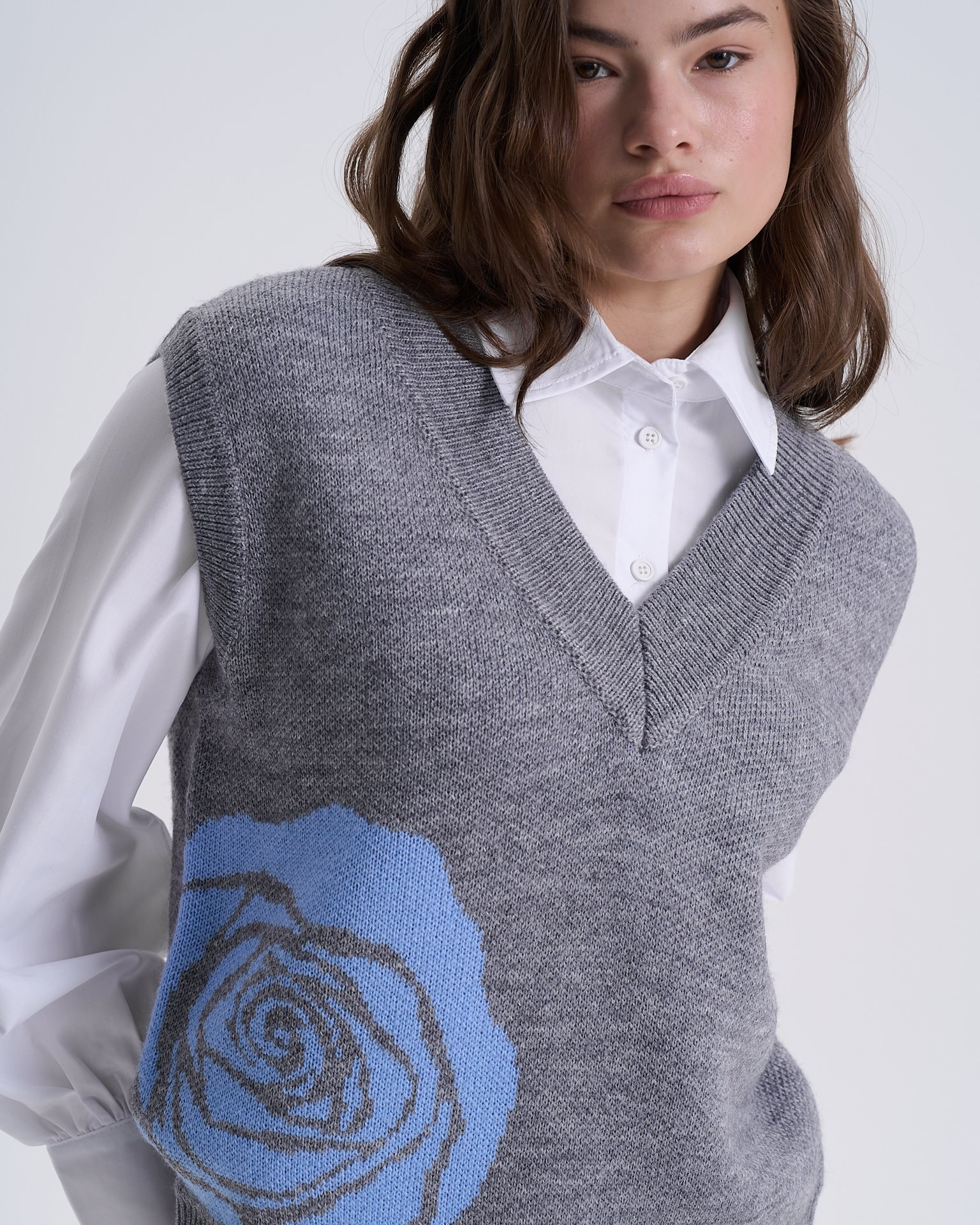 V-neck Waistcoat, Light Grey — photo 3