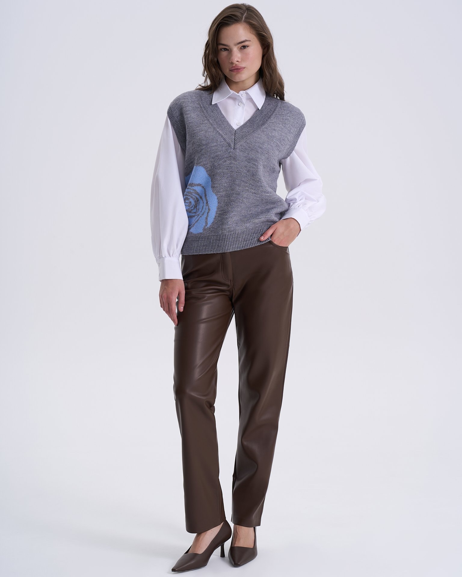 V-neck Waistcoat, Light Grey — photo 4