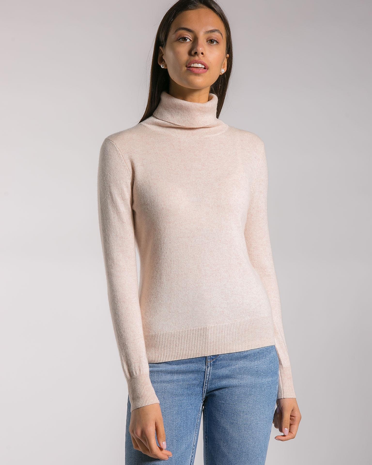 Solid-colour slim-fit turtleneck, Beige — photo 2