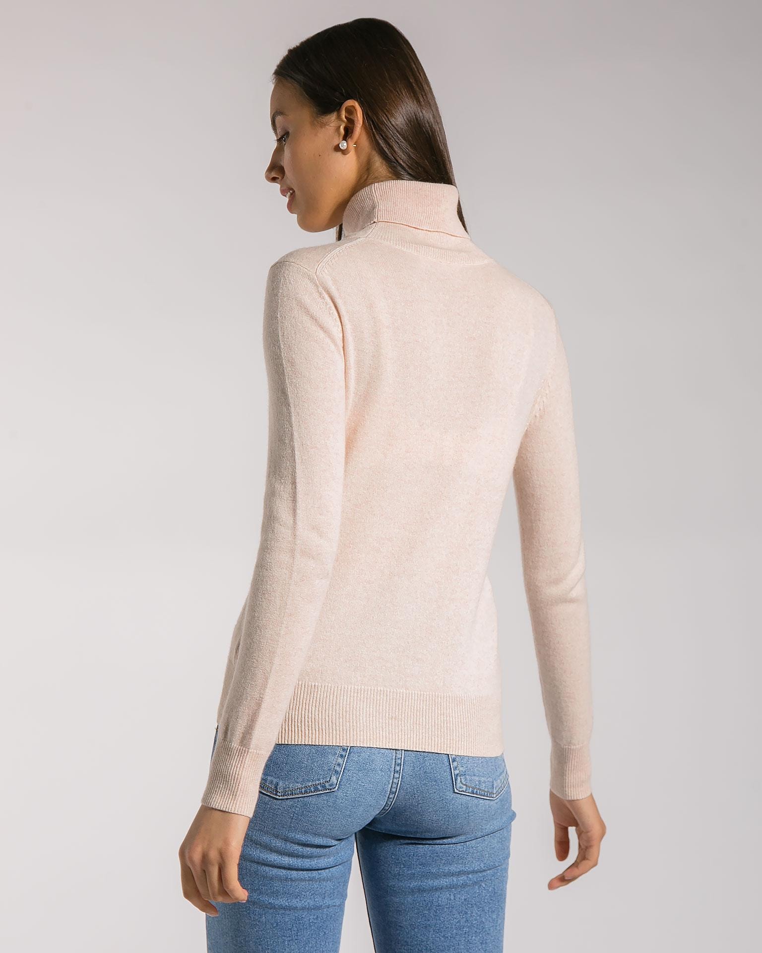 Solid-colour slim-fit turtleneck, Beige — photo 4