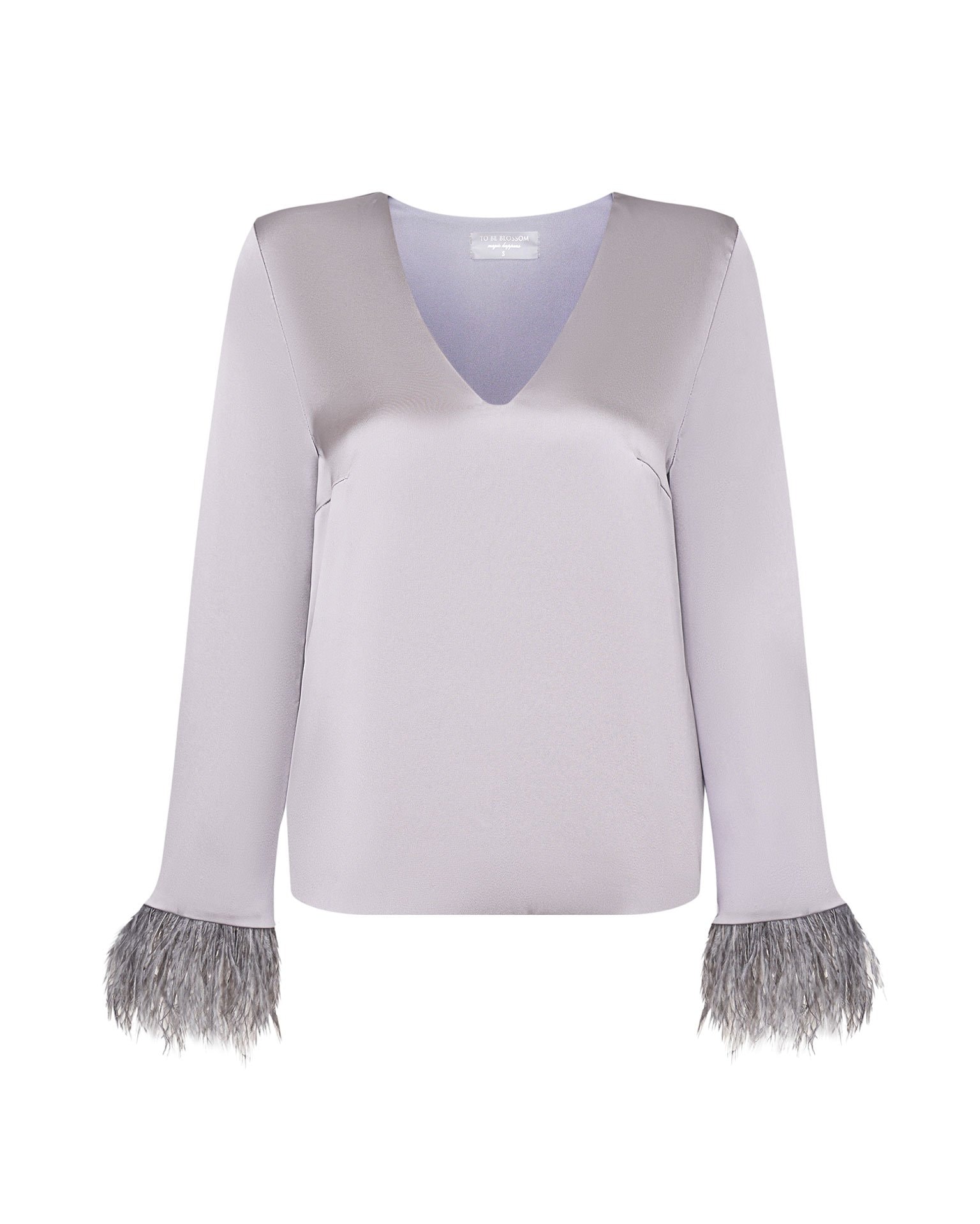 Satin-Lustre Blouse, Grey — photo 10