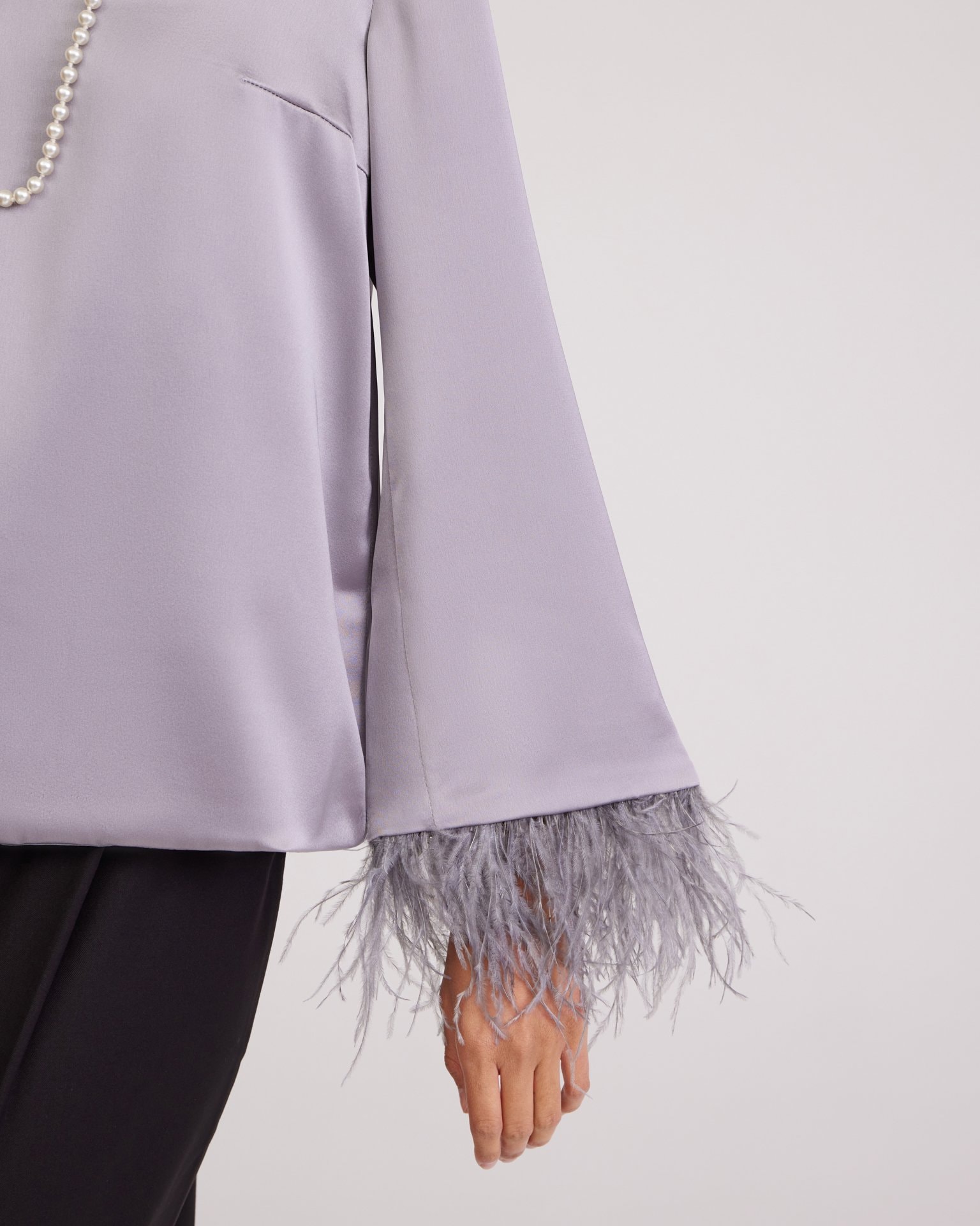 Satin-Lustre Blouse, Grey — photo 9